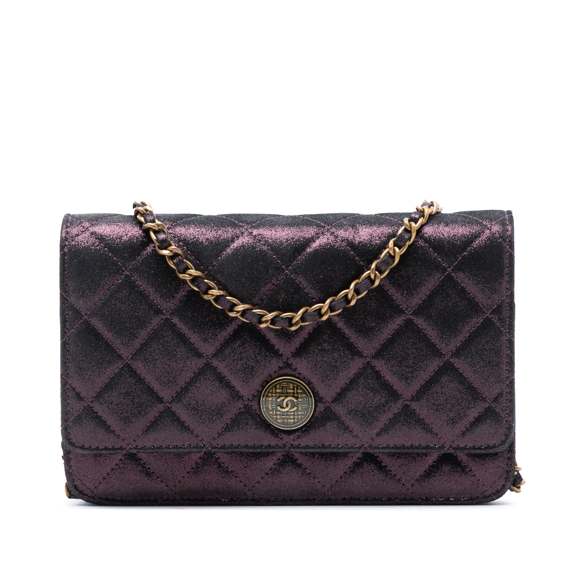 Chanel Chanel Quilted Iridescent Lambskin Tartan Button Wallet On Chain Size ONE SIZE - 1 Thumbnail