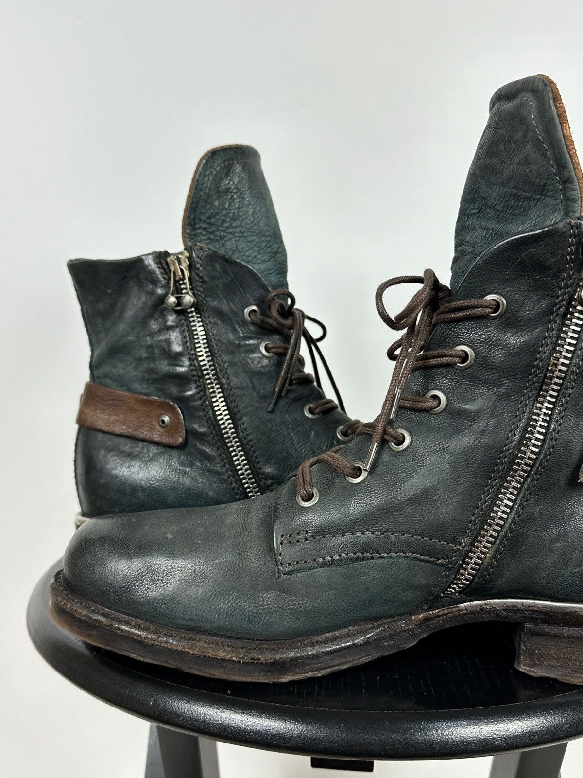 A.S.98 A.S.98. Airstep Navy Green Leather Biker Ankle Boots Size US 10 / IT 40 - 20 Thumbnail