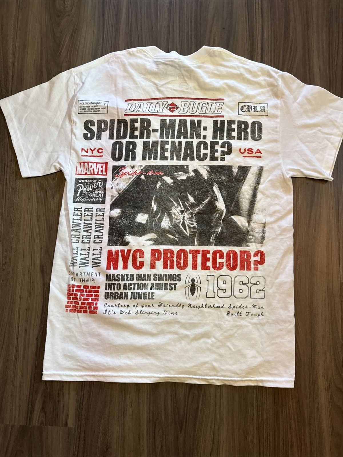 Marvel Comics Marvel Spider-Man “Hero or Menace?” Graphic Tee White M Size US L / EU 52-54 / 3 - 4 Thumbnail