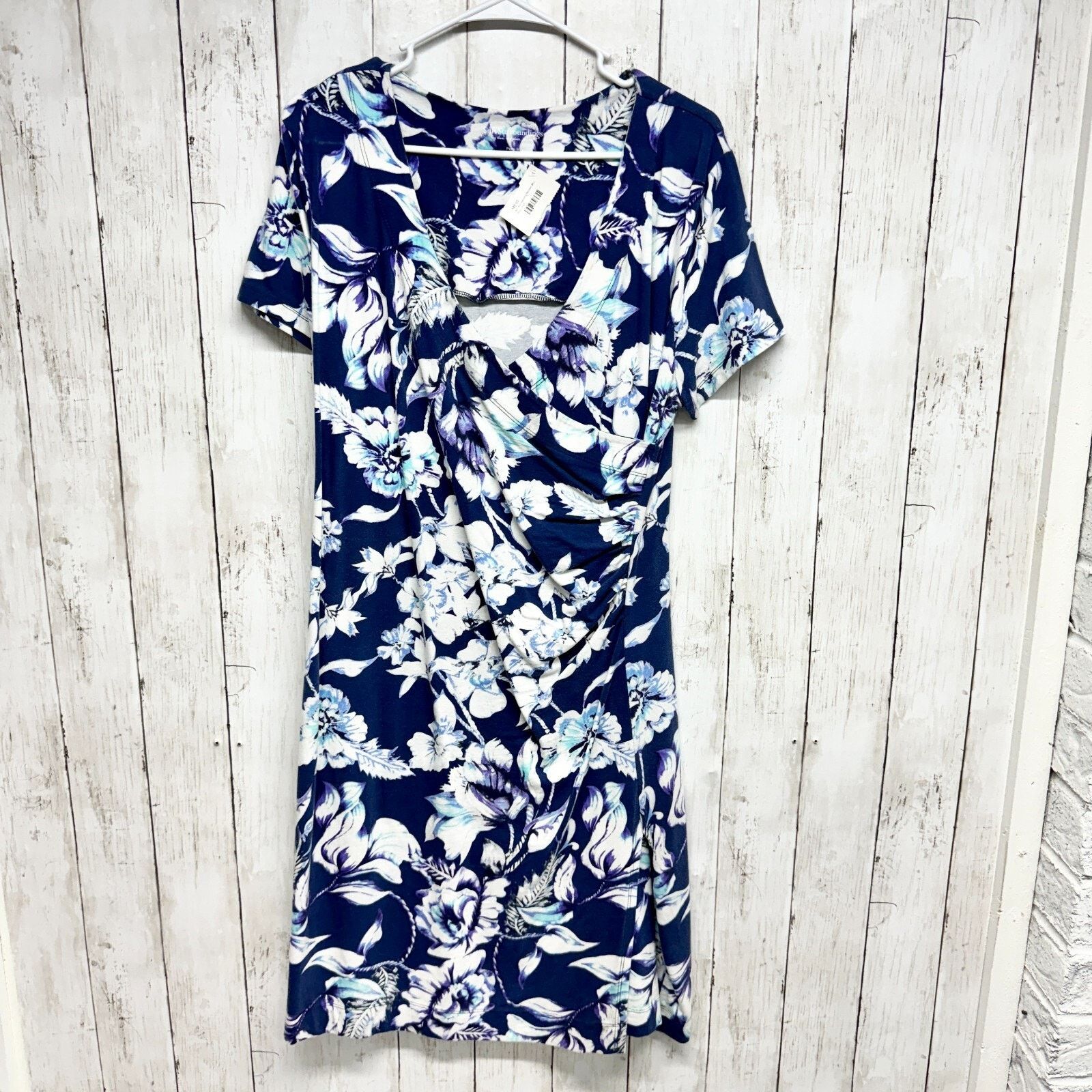 Other Soft Surroundings Blue White Floral Cap Sleeve Faux Wrap Med Size M / US 6-8 / IT 42-44 - 1 Thumbnail