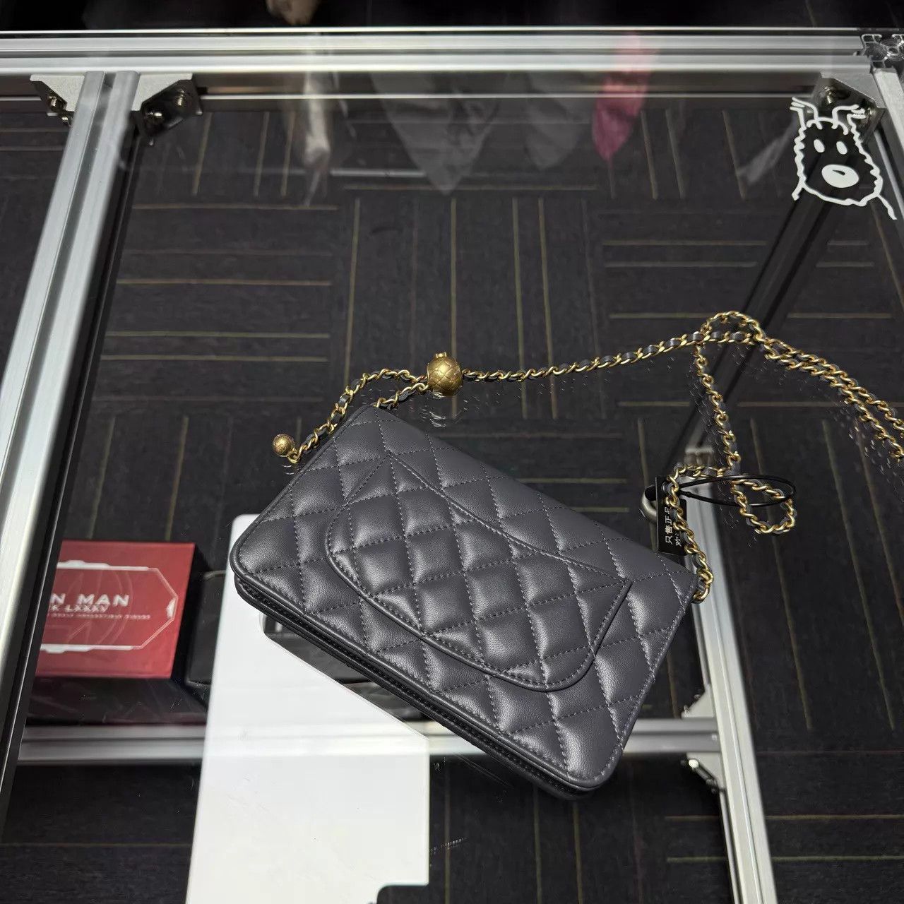 Chanel Chanel 23k Gold Ball WOC Gray Lamb 99 New DY9707 Size ONE SIZE - 3 Thumbnail