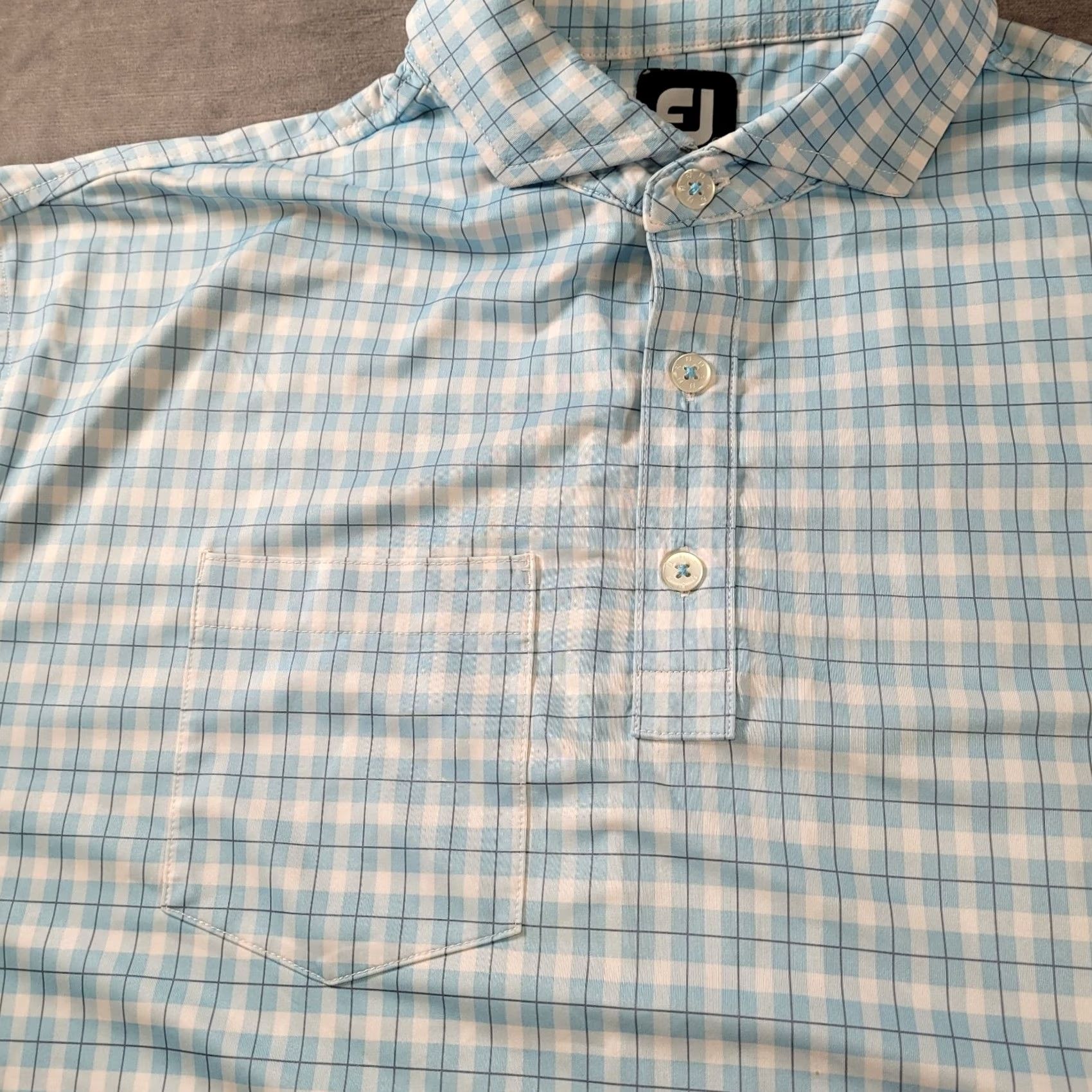 Footjoy Foot Joy FJ Performance Polo Shirt Mens Geometric Stretch XL Logo Blue Size US XL / EU 56 / 4 - 5 Thumbnail