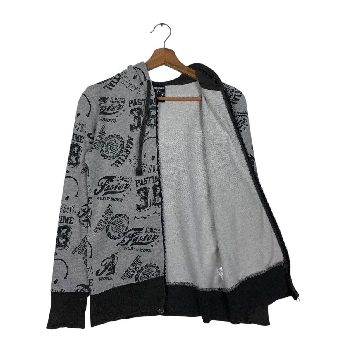 Japanese Brand Smiley Face All-Over Print Zip Hoodie – Grey/Black Size US M / EU 48-50 / 2 - 13 Thumbnail