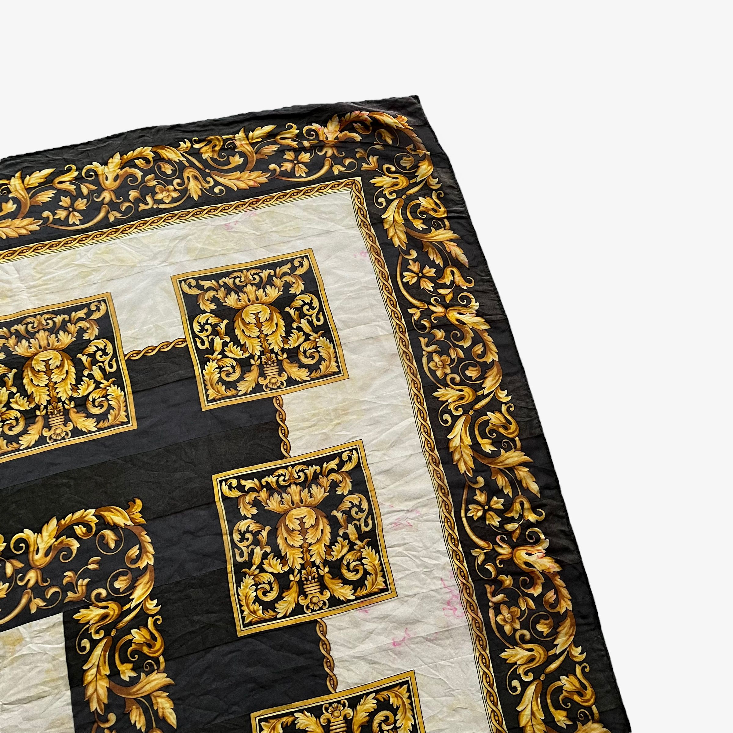 Balenciaga Vintage 90s Balenciaga Paris Checkered Baroque Silk Scarf Size ONE SIZE - 6 Thumbnail