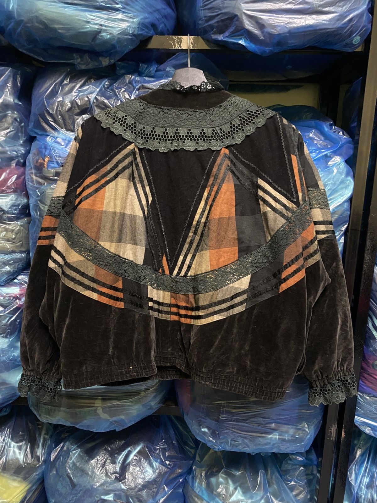 Other Vintage Boho Velvet Patchwork Jacket with Lace Collar Size L / US 10 / IT 46 - 6 Thumbnail