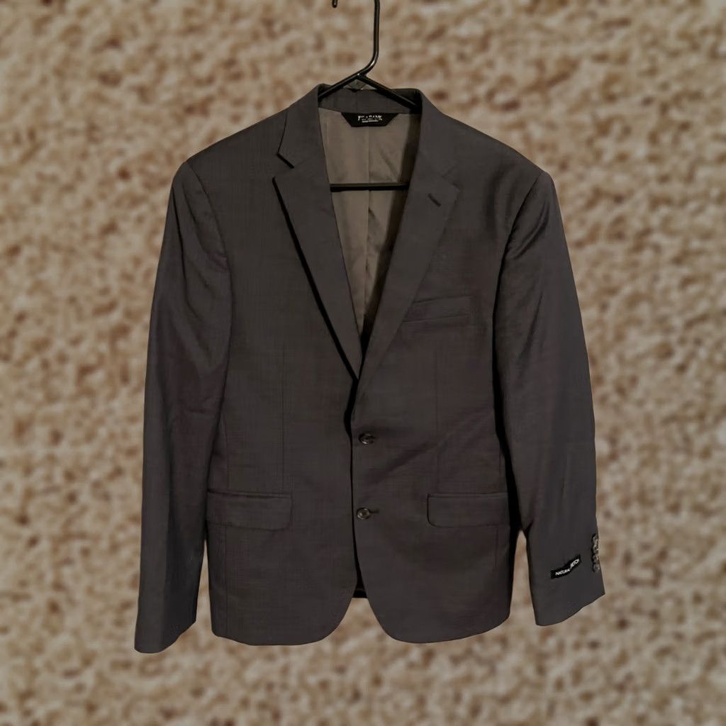 Jos. A. Bank Jos. A. Bank Traveler Slim Fit Gray Jacket Blazer - Men's 40S - Solid Wool Knit Size 40R - 1 Thumbnail