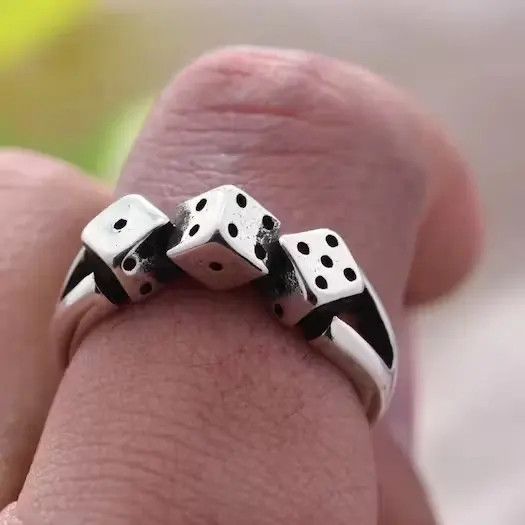 Jewelry × Vintage Dice Playing Ring Poker Card Player Game Spades Heart Chrome Size ONE SIZE - 2 Thumbnail
