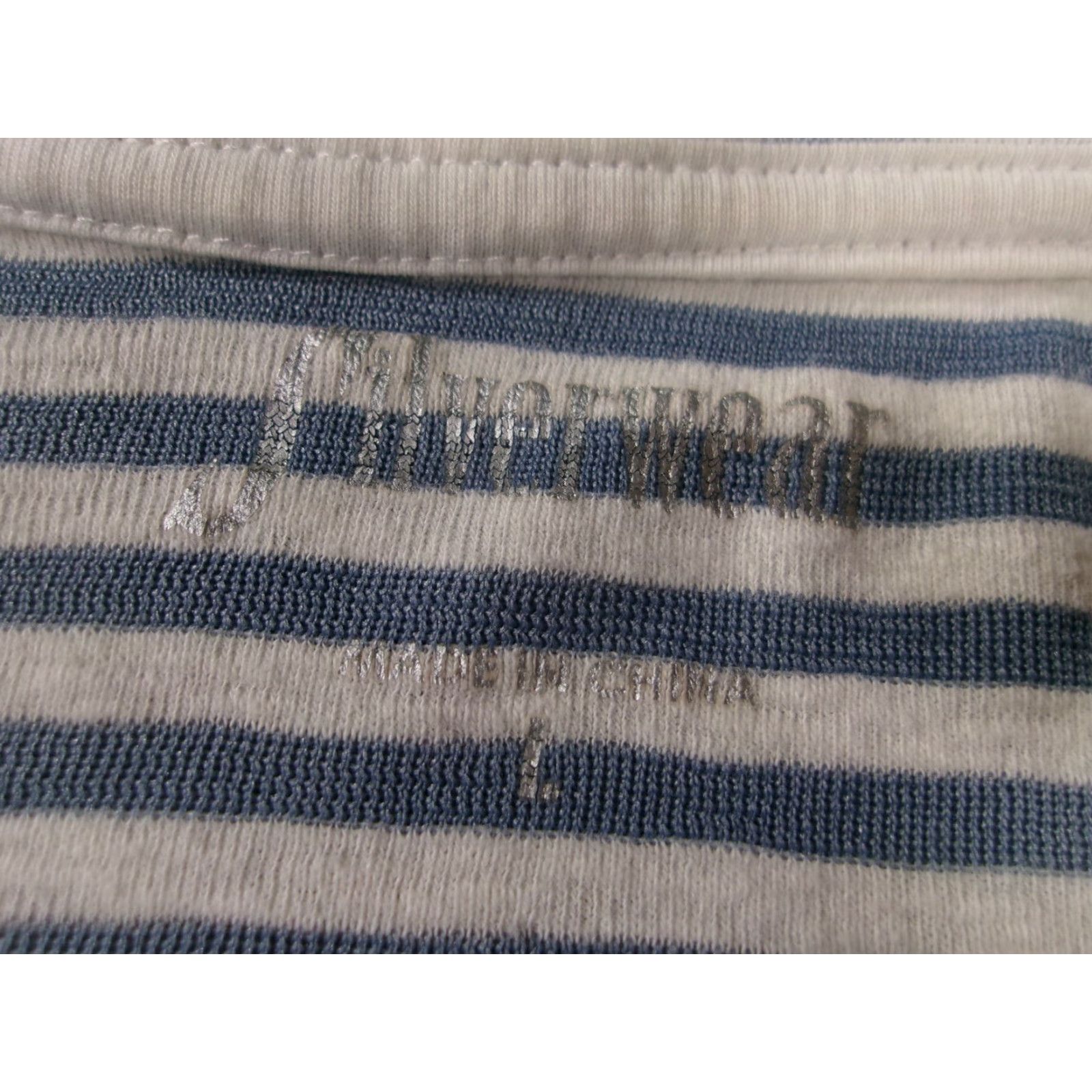 Vintage Silverwear Knit Top Blouse L V-Neck 3/4 Sleeve Striped Pocket Blue White Cotton Blend Womens Clothing Size L / US 10 / IT 46 - 6 Thumbnail