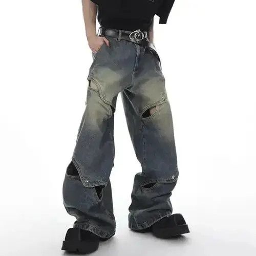 Other High Street Patchwork Loose Hollow Out Denim Pant Size US 31 - 2 Thumbnail