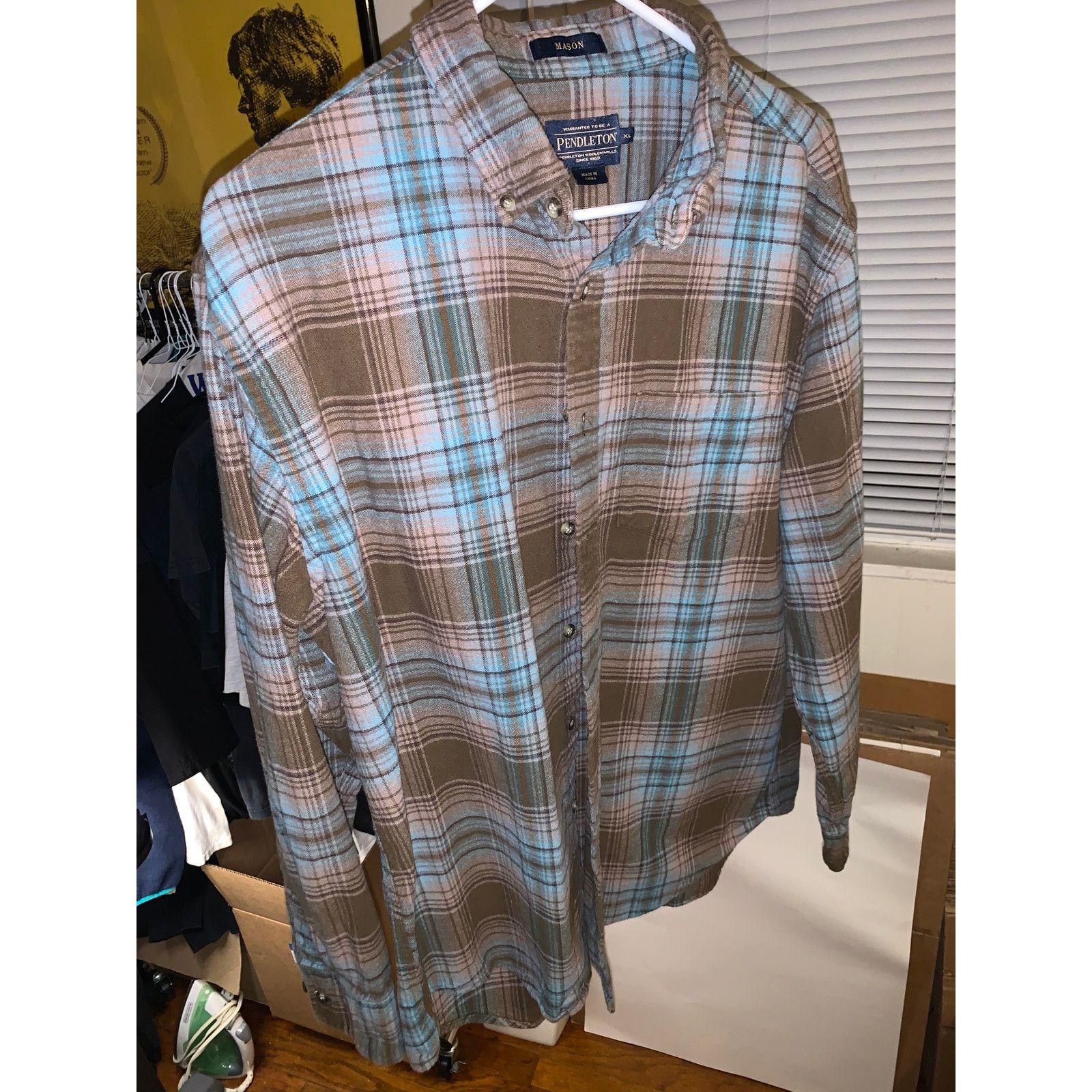 Pendleton Pendleton Plaid Flannel Shirt XL Brown Blue Button Up Mason Size US XL / EU 56 / 4 - 9 Thumbnail