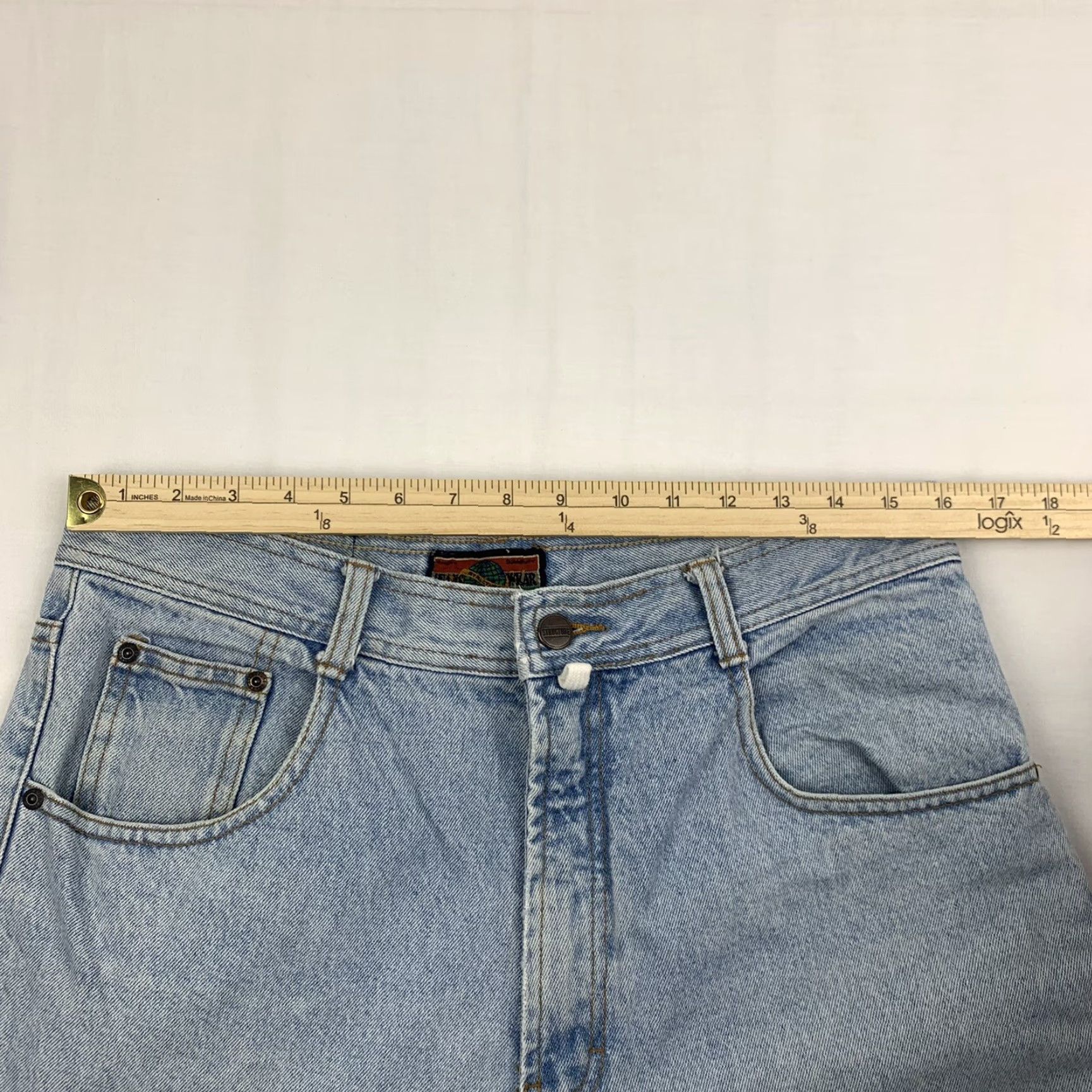 Denime VINTAGE Structure Jeans Men Adult 34 Blue Denim Straight Regular Fit 90s 33in Inseam Size US 34 / EU 50 - 7 Thumbnail
