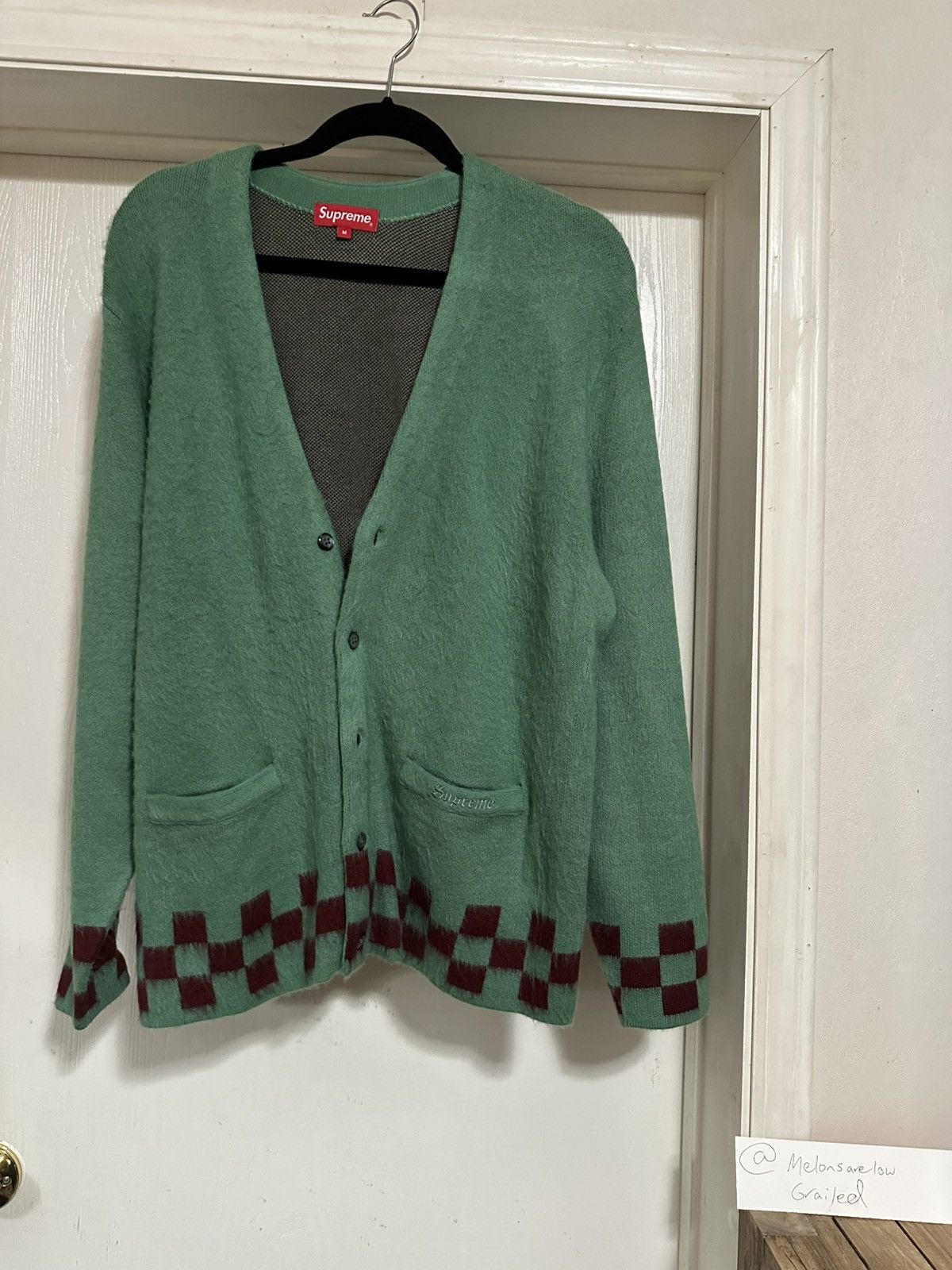 Supreme Supreme Abstract Stripe Cardigan Olive | Grailed