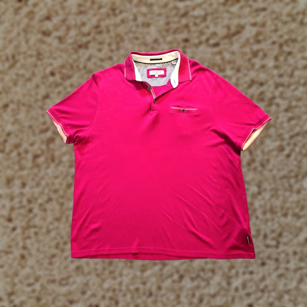 Ted Baker Ted Baker Shirt Polo Mens XL Red Short Sleeve Pocket Casual Preppy Size US XL / EU 56 / 4 - 1 Thumbnail