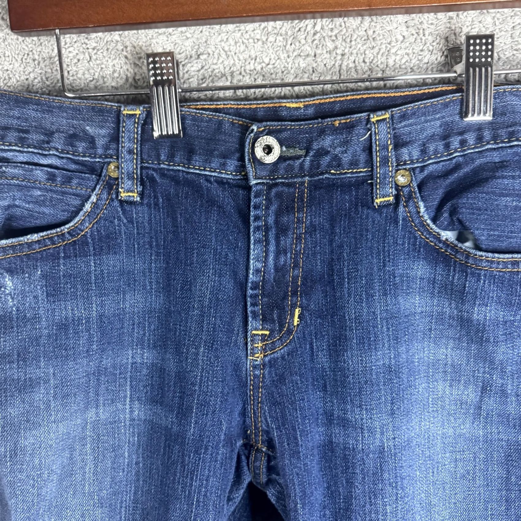 Vintage Polo Jeans Company Jeans Bootcut Womens 4 Blue Kelly Wide Hem Stretch Denim Midwest Blue Bootcut Womens 4 Jeans Size 27" / US 4 / IT 40 - 4 Thumbnail