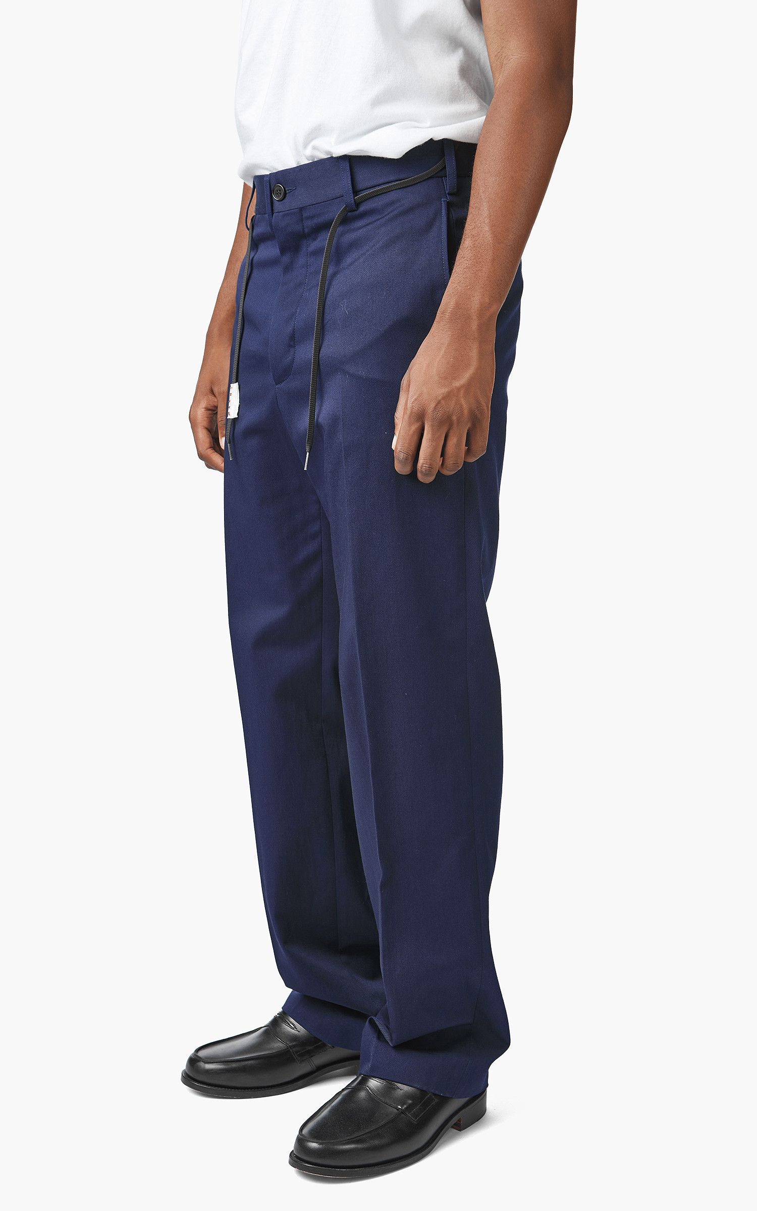 Marni o1w1db11124 Tied Waistband Straight-Leg Trouser in Blue Size US 30 / EU 46 - 3 Thumbnail