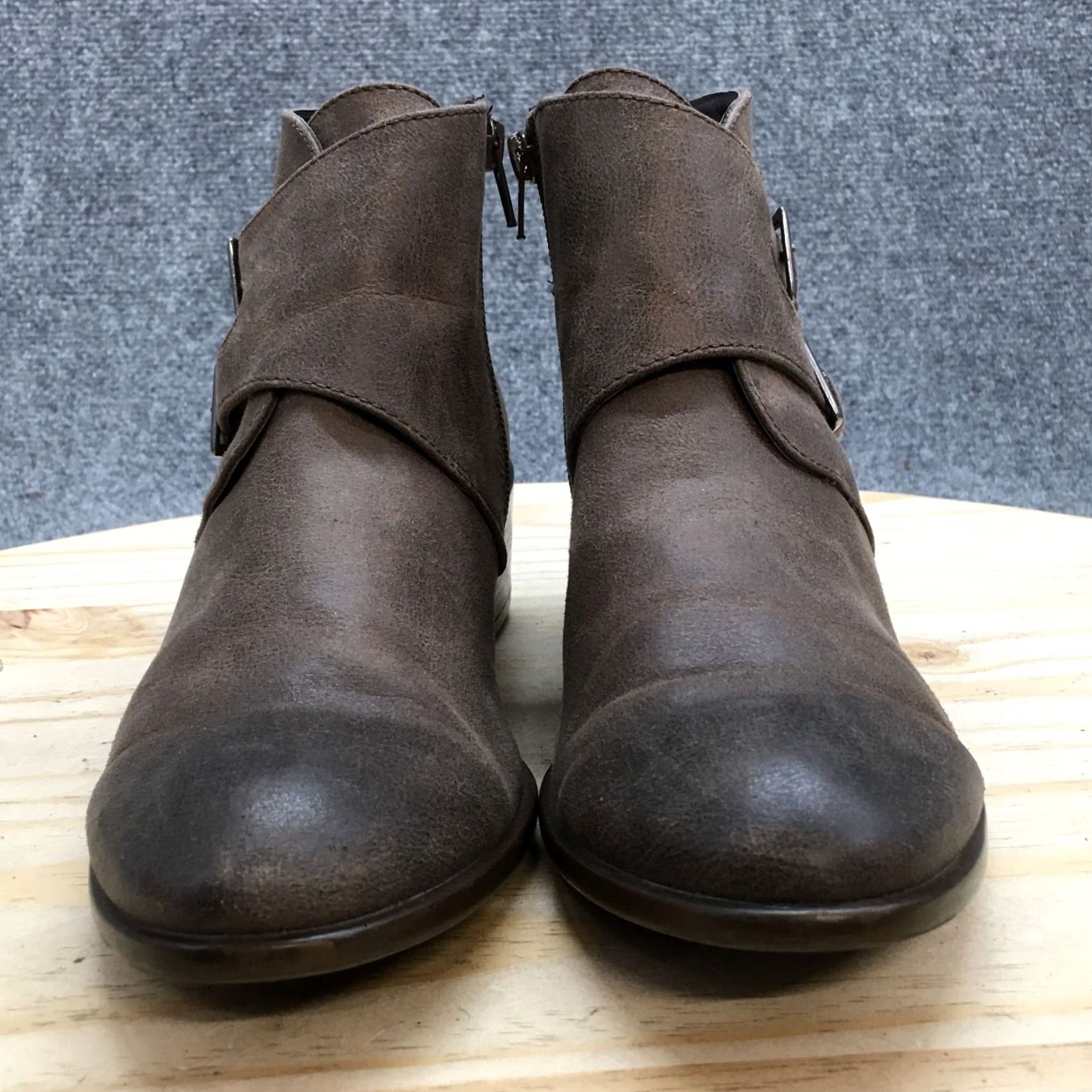 Vintage Aerosoles Boots Womens 9 M Urban Myth Ankle Bootie Brown Monk Strap Casual Block Heel Size US 9 / IT 39 - 5 Thumbnail