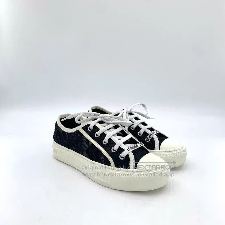 Dior Dior Black floral embroidery lace-up casual flat board sho Size US 5 / IT 35 - 2 Thumbnail