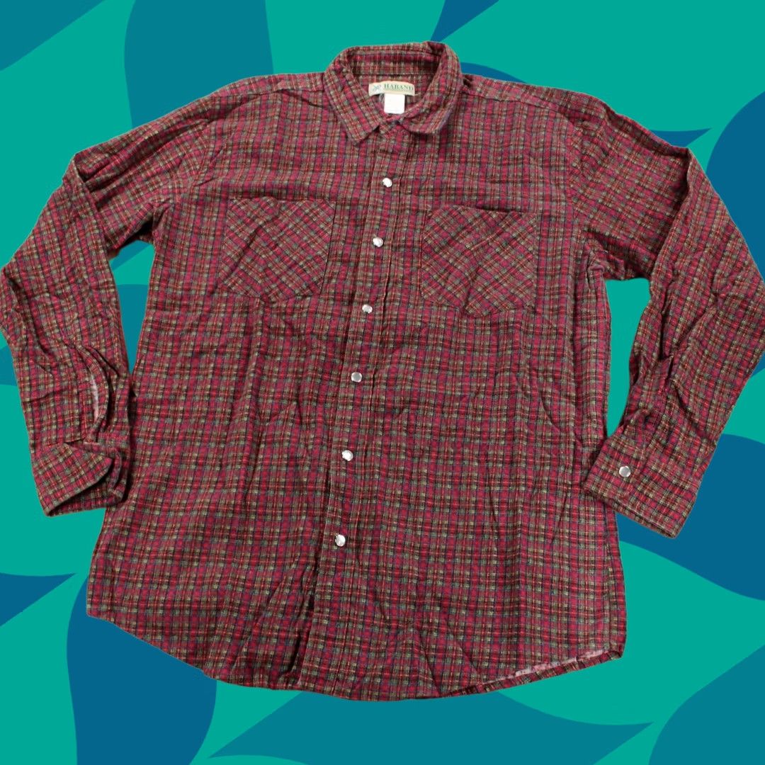 Haband VINTAGE HABAND snap front plaid shirt MEDIUM grunge 90s 00s Mens Size US M / EU 48-50 / 2 - 1 Thumbnail