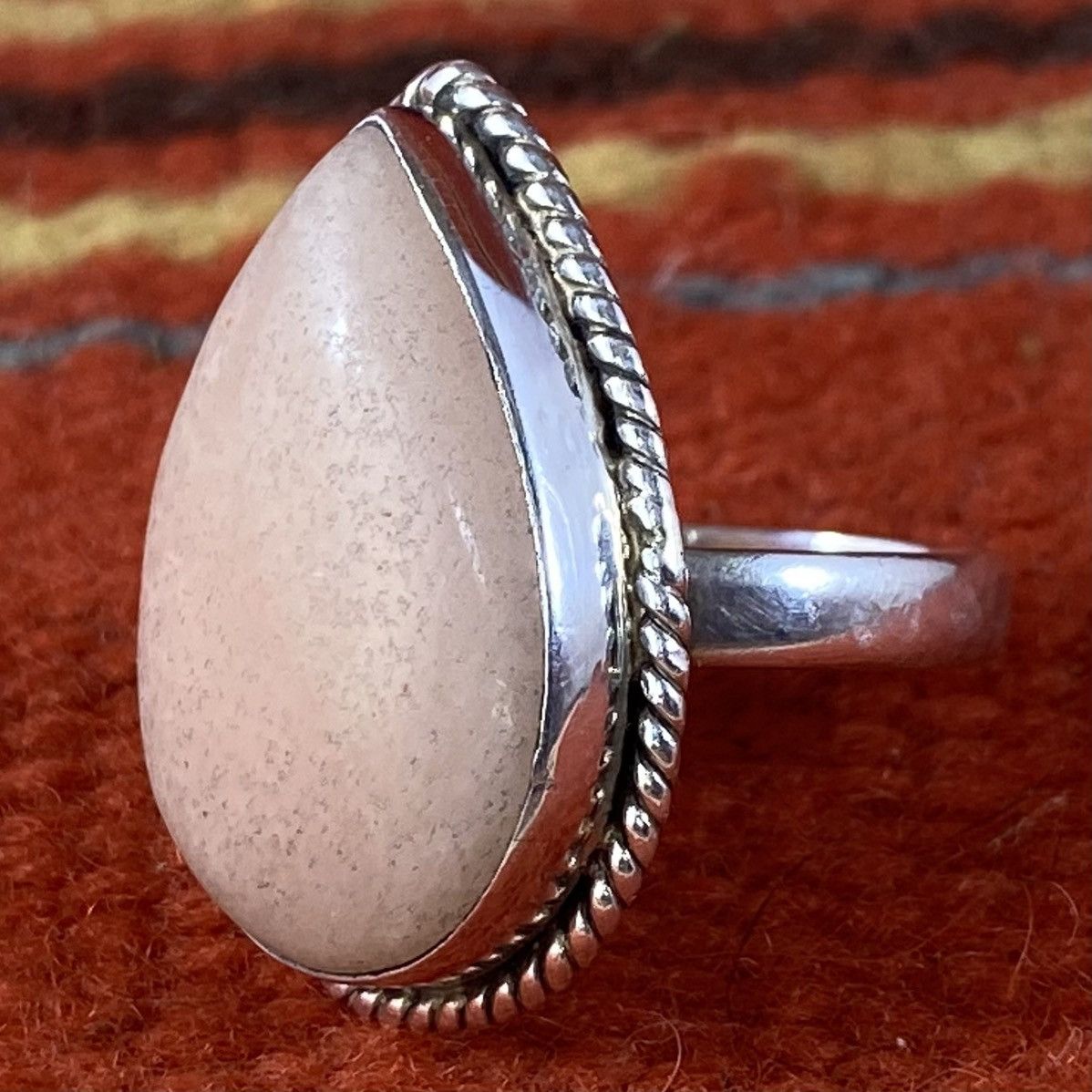Japanese Brand × Kapital × Vintage Vtg Sterling Silver Chunky Peach Moonstone Teardrop Ring Size ONE SIZE - 4 Thumbnail
