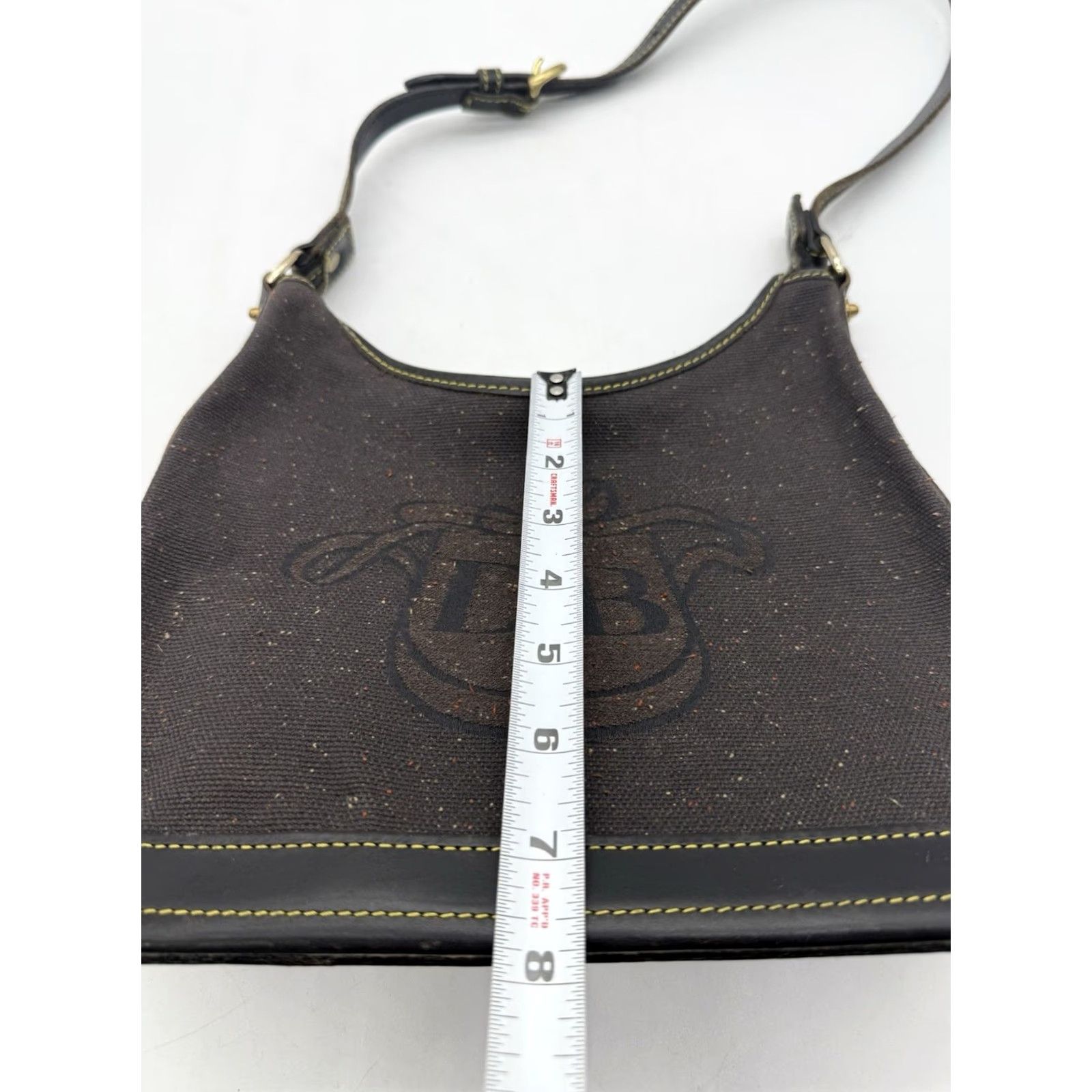 Dooney & Bourke Dooney & Bourke Logo Canvas Shoulder Bag Hobo Black Satchel/Top Handle Womens Canvas Leather Logo Pattern Bag Size ONE SIZE - 2 Thumbnail