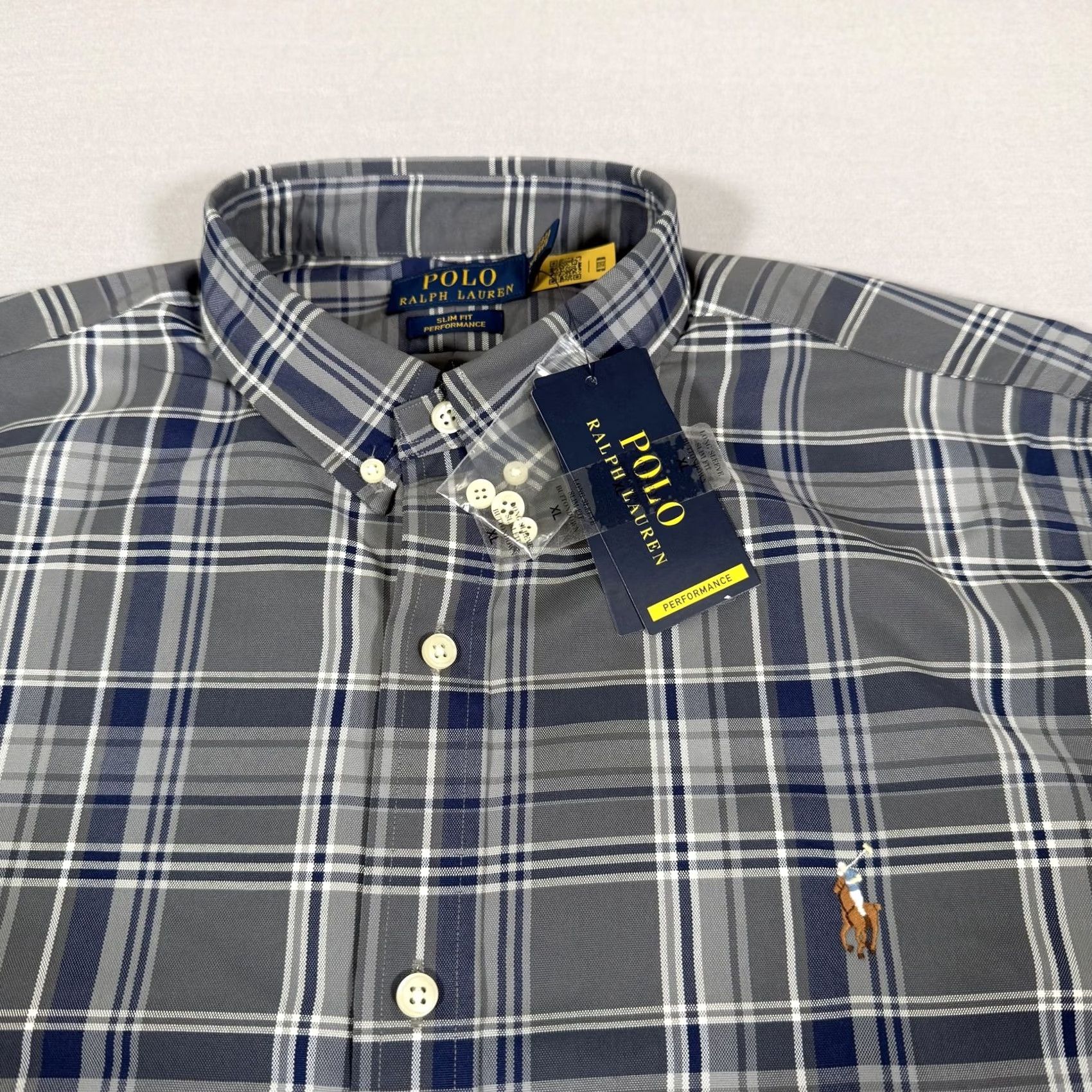 Polo Ralph Lauren Polo Ralph Lauren Shirt Men XL Gray Plaid Performance Slim Fit Button Up Wicking Size US XL / EU 56 / 4 - 3 Thumbnail