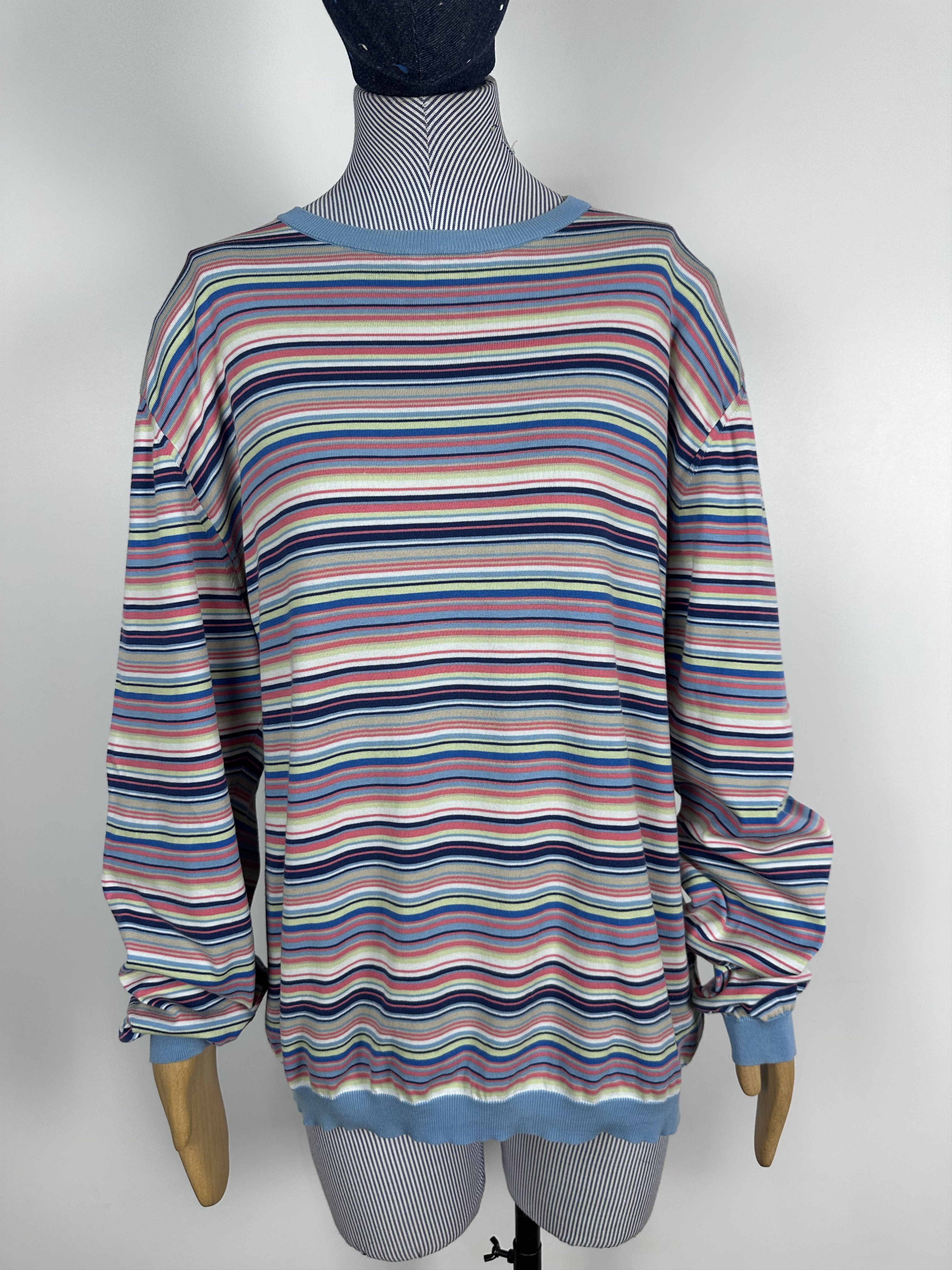 Designer × Ermenegildo Zegna Ermenegildo Zegna Sweater Womens Long Sleeve Striped Sz L Size US L / EU 52-54 / 3 - 2 Thumbnail
