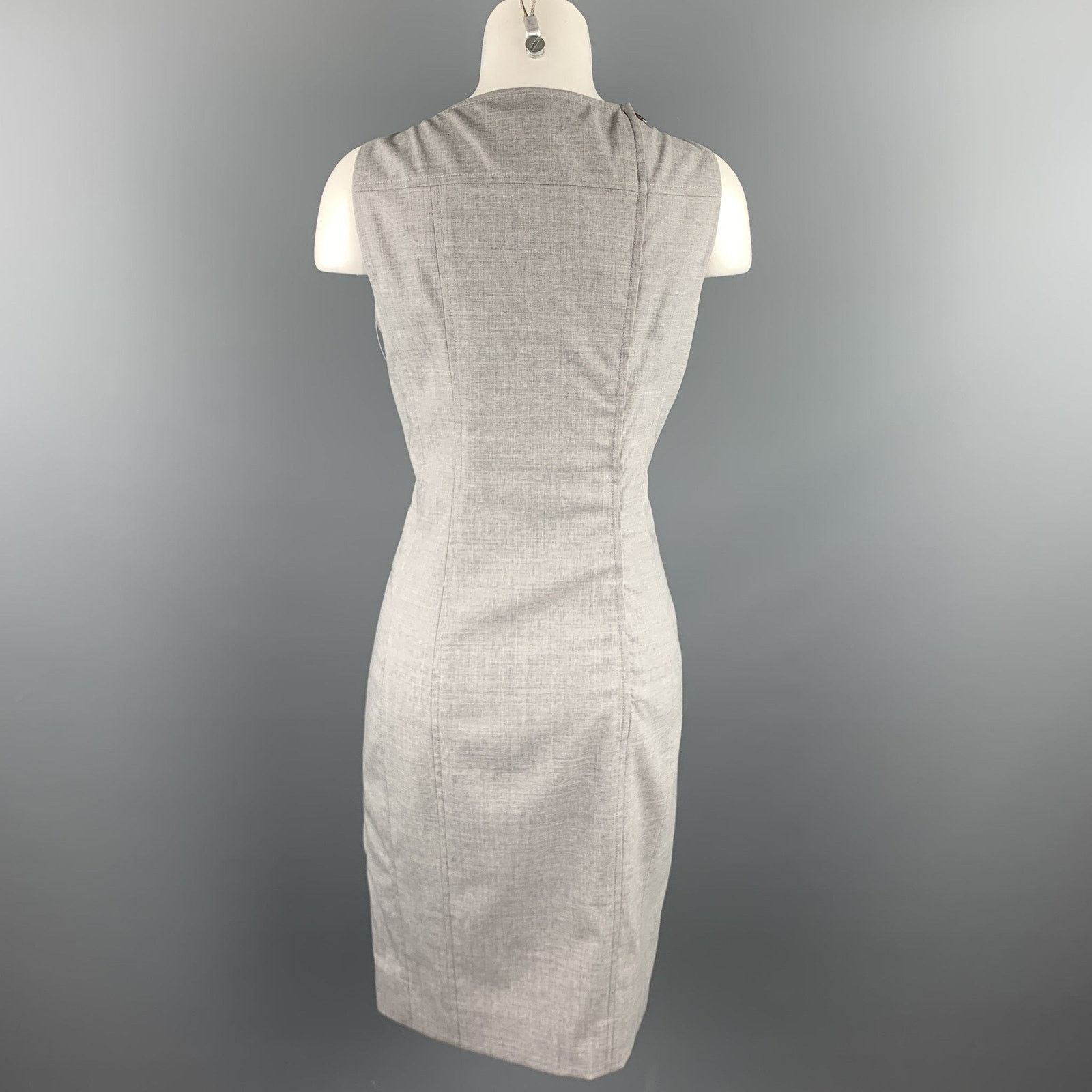 Akris AKRIS Size 6 Grey Heather Viscose Scoop Neck Shift Dress Size M / US 6-8 / IT 42-44 - 4 Thumbnail