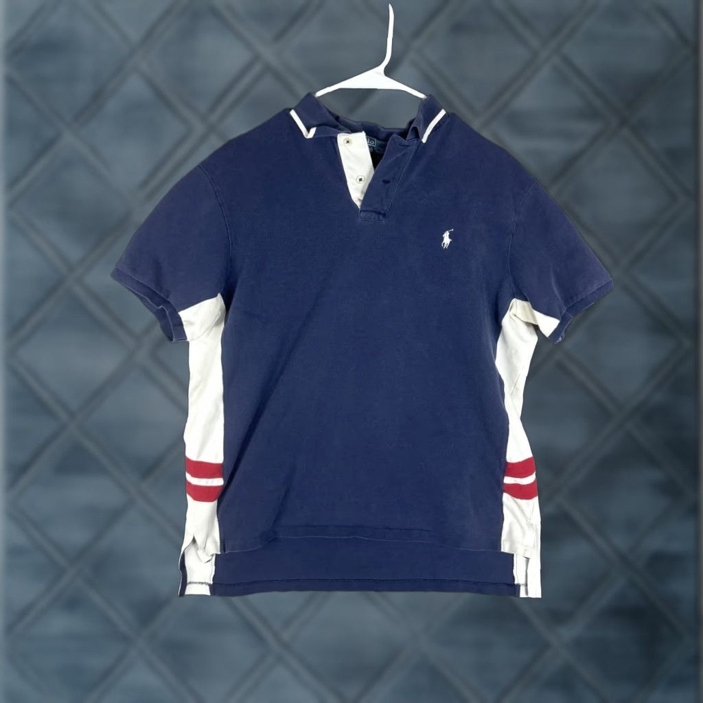 Polo Ralph Lauren Polo Ralph Lauren Polo Shirt Mens XL Navy White Custom Fit Red Stripes Short Slv Size US XL / EU 56 / 4 - 1 Thumbnail