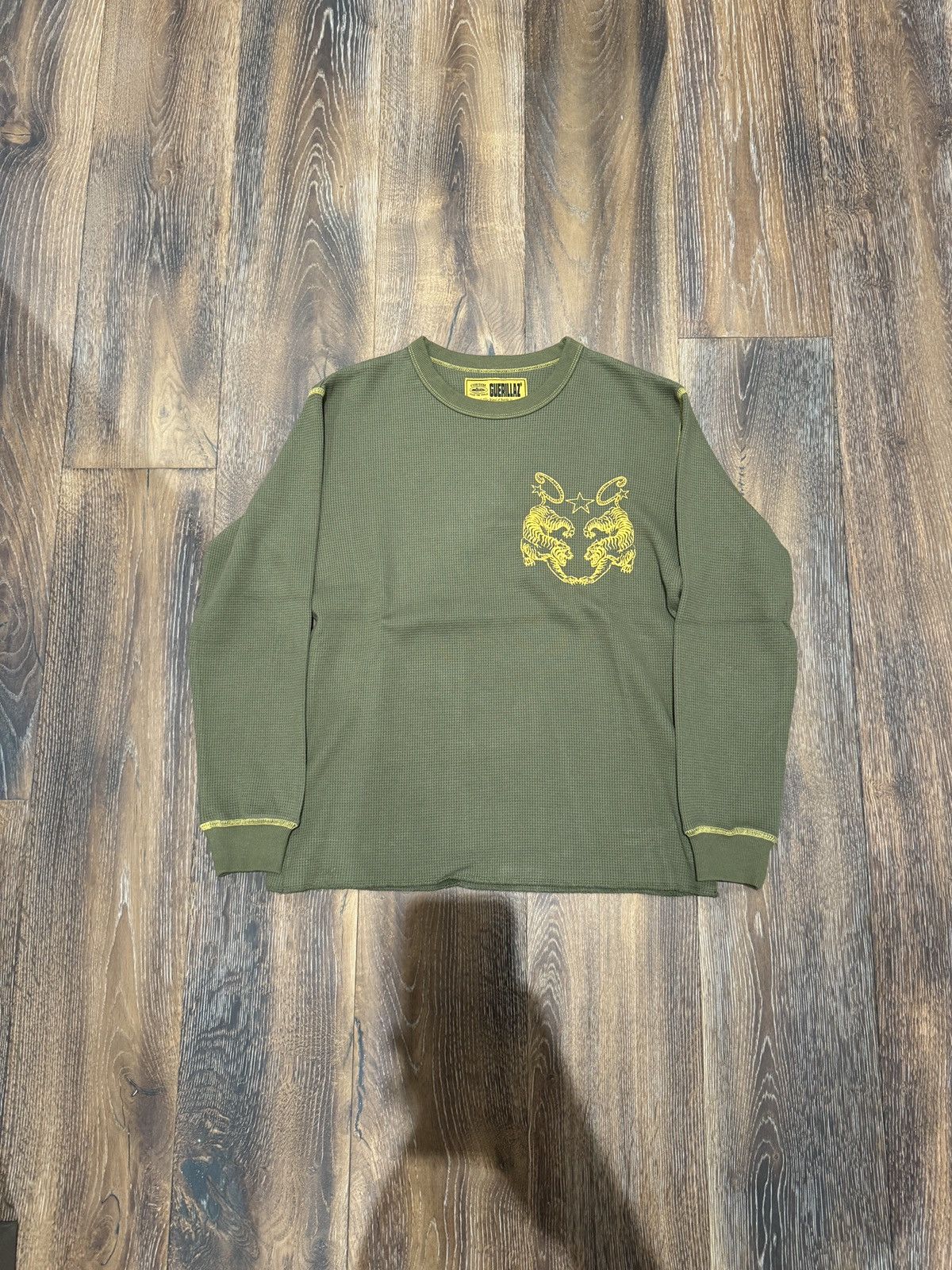 Corteiz Tiger Waffle ロングTシャツ S Corteiz Tiger Contrast Waffle Longsleeve Khaki Men's - SS23 - US