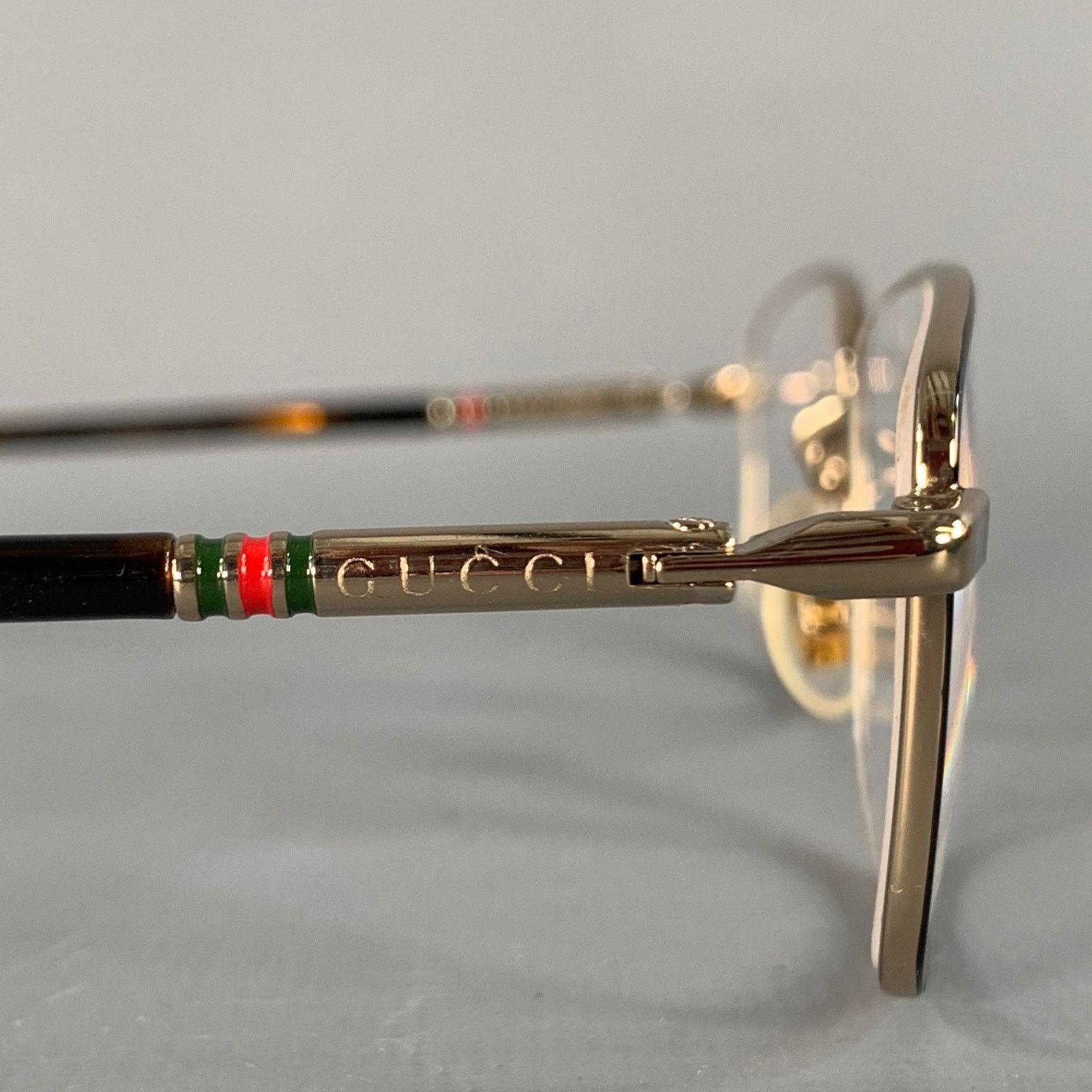 Gucci GUCCI Gold Tortoise Shell Metal Eyeglasses Frames Size ONE SIZE - 3 Thumbnail