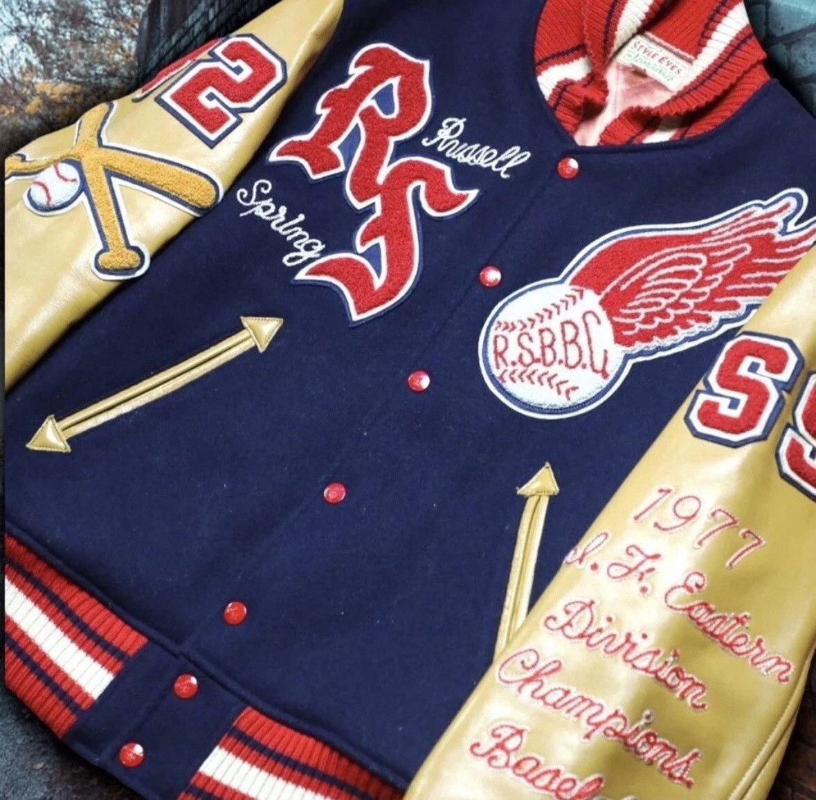 Whitesville 💎ViNTaGe 💎RSBBC 1977 CHAMPIONS 🏆STYLE EYES ⚾️ VARSITY JACKET Size US M / EU 48-50 / 2 - 3 Thumbnail