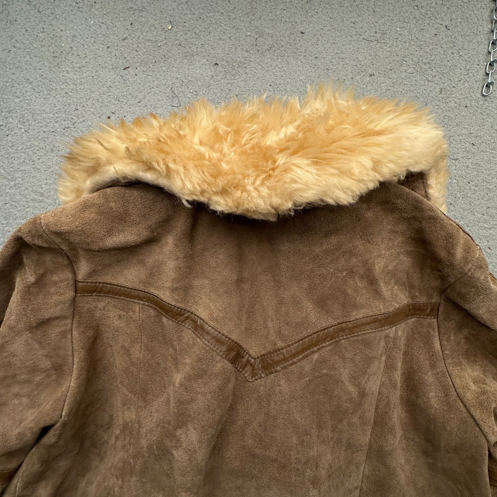 Vintage VTG 70s Ms Pioneer Suede Leather Jacket Womens 10 Fur Trim Size L / US 10 / IT 46 - 9 Thumbnail