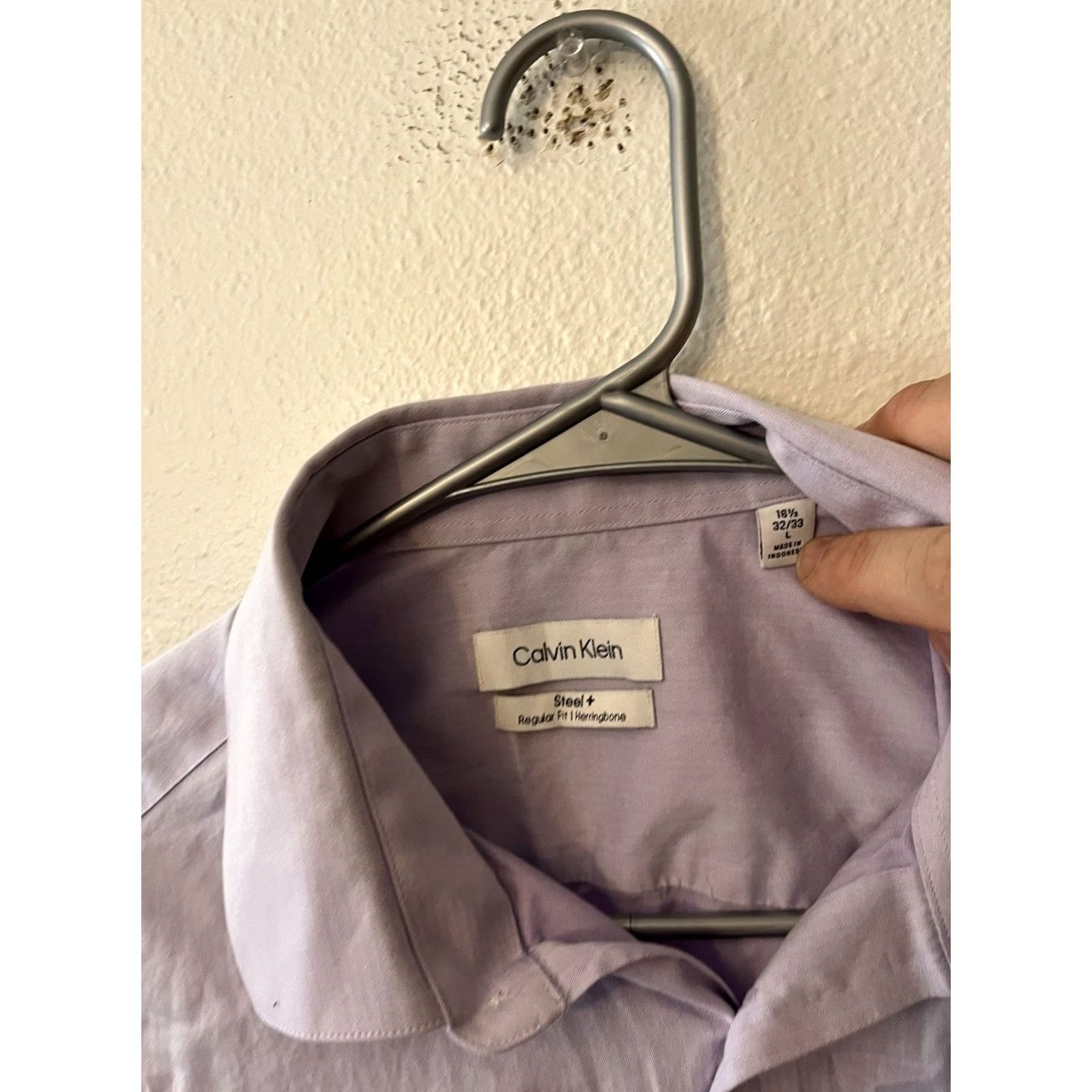 Calvin Klein Calvin Klein Collection Button-Down Shirt Mens L Purple Steel+ Reg Fit Stretch Cotton & Elastine 16.5 Long Sleeve Slim Casual Shirt Size US L / EU 52-54 / 3 - 2 Thumbnail