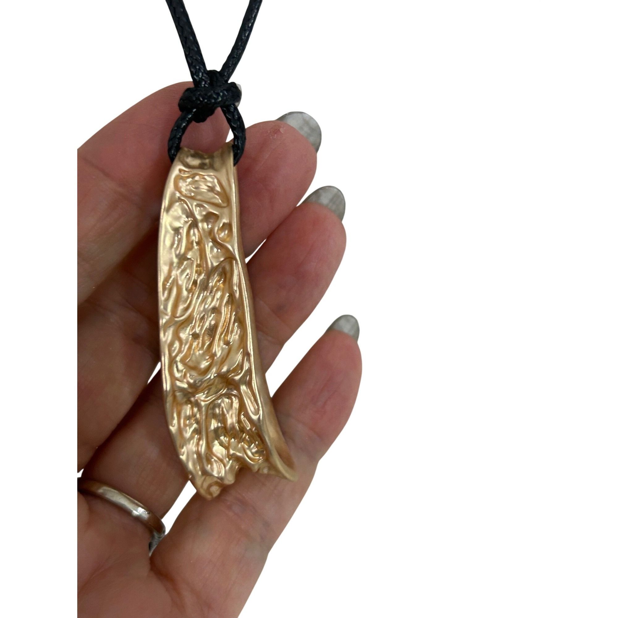 Adolfo Dominguez Adolfo Dominguez Pendant Necklace Gold- toned Black 16”Cord Size ONE SIZE - 4 Thumbnail