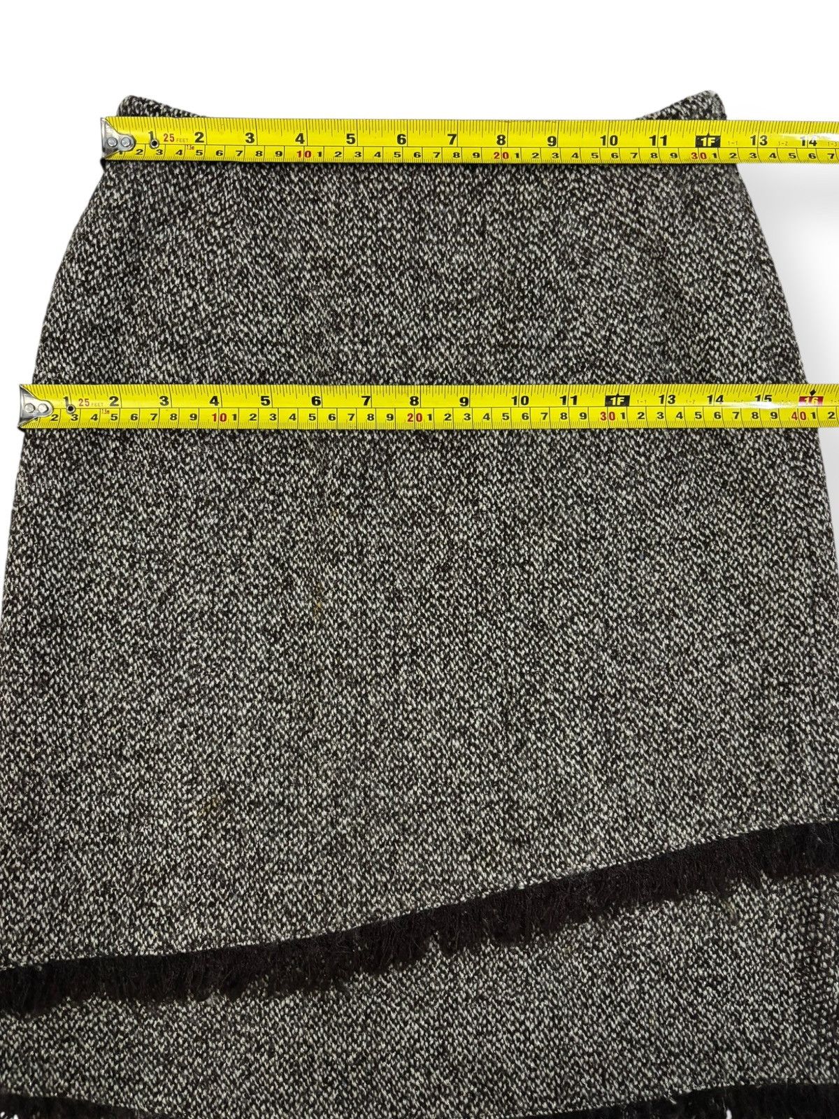 Japanese Brand 22 Octobre Tweed Mini Skirt Asymmetrical Rabanne Fringe Size 24" / US 00 / IT 34 - 7 Thumbnail