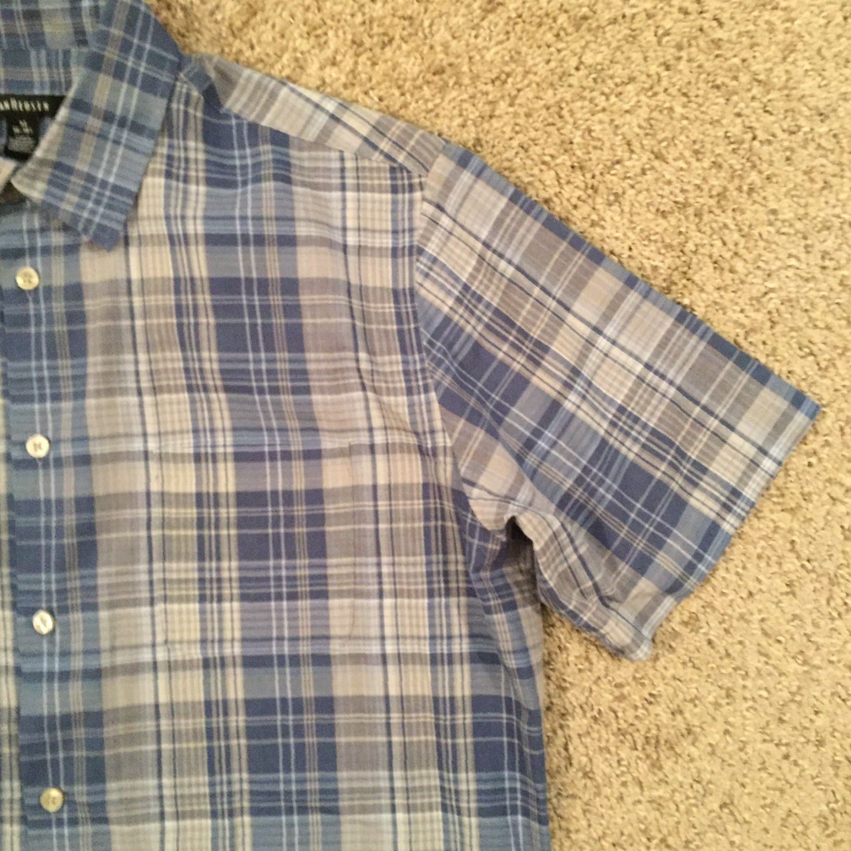 Van Heusen Van Heusen Shirt Mens 15.5 Blue Plaid Short Sleeve Button Up Size US L / EU 52-54 / 3 - 4 Thumbnail