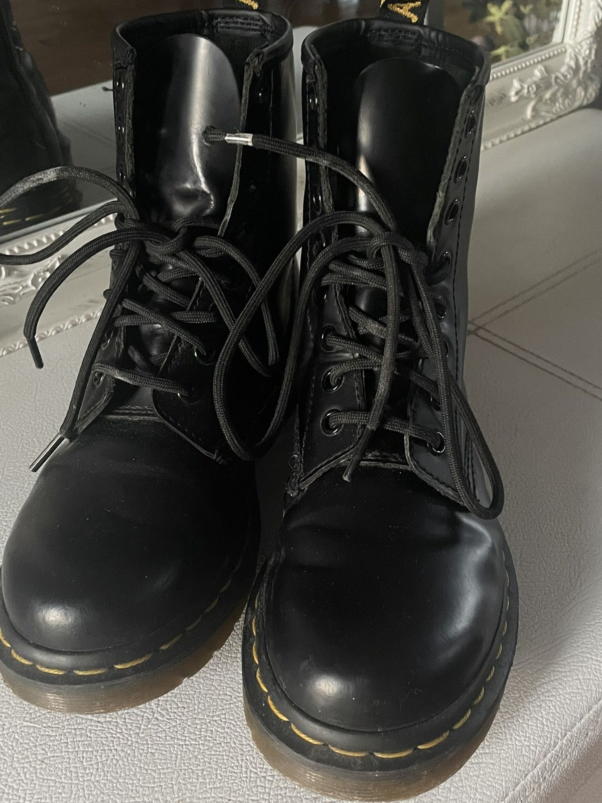 image of Dr Martens 1460 W Smooth Leather Shoes in Black, Women's