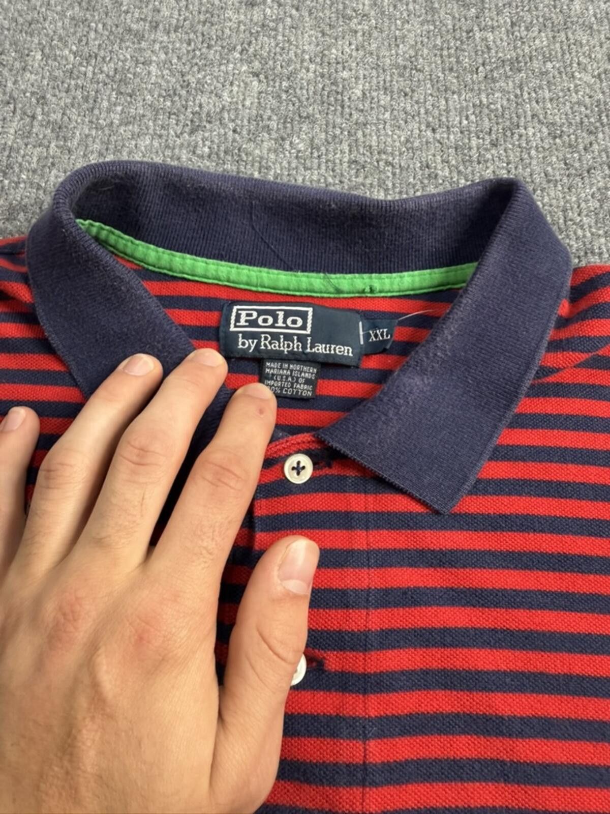 Polo Ralph Lauren Vintage 90s Polo Ralph Lauren Striped Red/Navy Polo Shirt Size US XXL / EU 58 / 5 - 5 Thumbnail