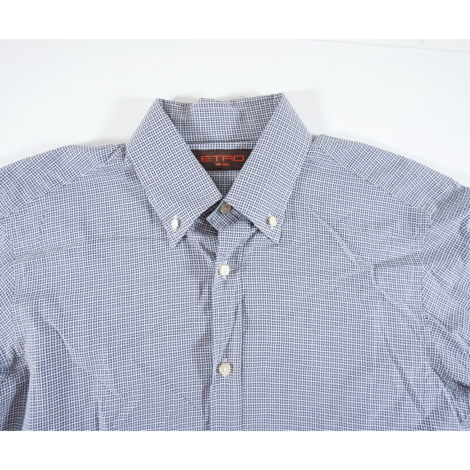 Etro VINTAGE ETRO Men's Button-Up Shirt Long Sleeve Collared Cotton Blue Preppy 38 Italy Size US M / EU 48-50 / 2 - 2 Thumbnail