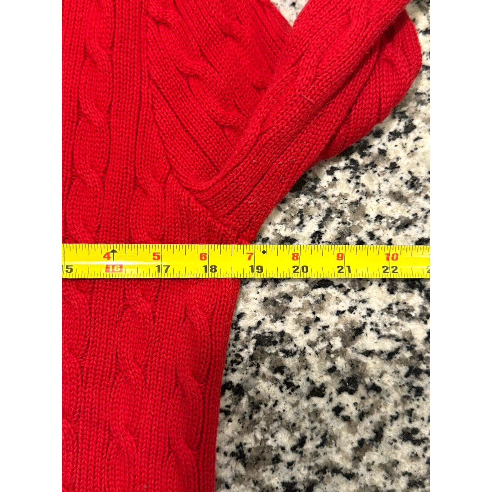 Ralph Lauren VINTAGE Ralph Lauren Sport Sweater XL Red Chunky Cable Knit V-Neck Long Sleeve Preppy Womens Size XL / US 12-14 / IT 48-50 - 5 Thumbnail