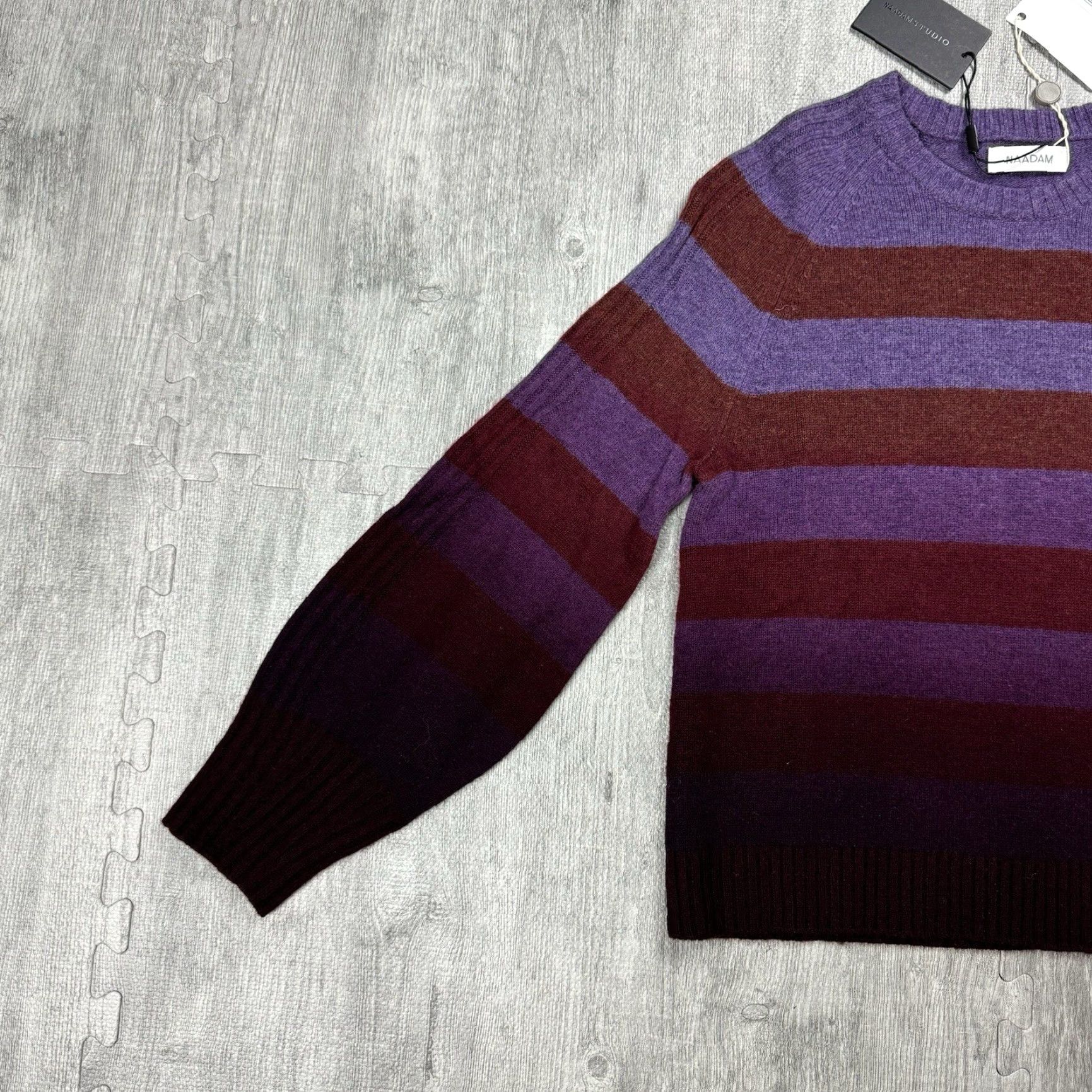 NAADAM VINTAGE NAADAM Wool Cashmere Striped Crew Neck Sweater Women XS Purple Maroon 70s Overdye Knit Pullover Fall Winter Size XS / US 0-2 / IT 36-38 - 2 Thumbnail