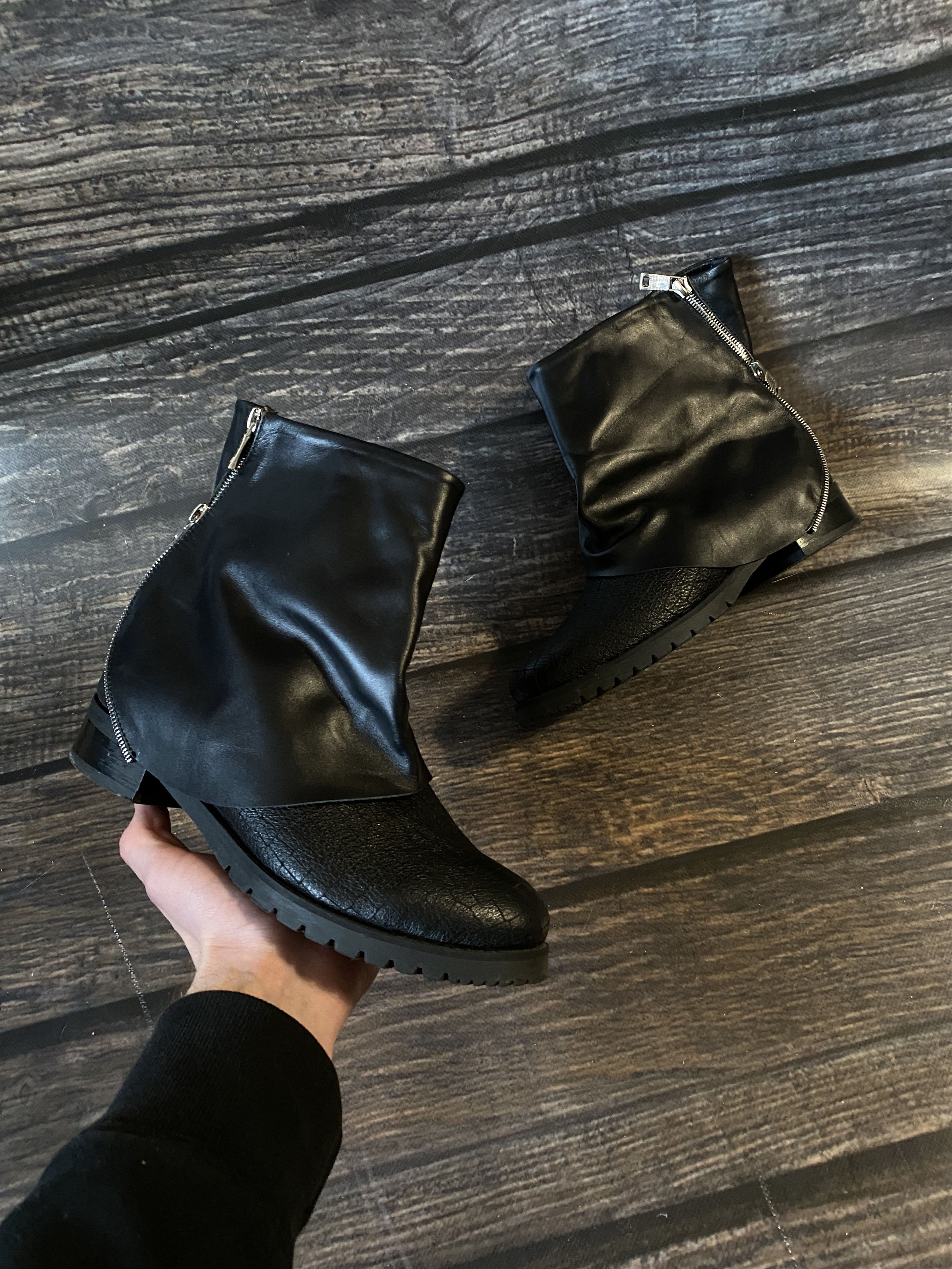 Leather Rick Owens Style Full Zip Leather Avant Garde Boots Size US 8 / IT 38 - 1 Thumbnail