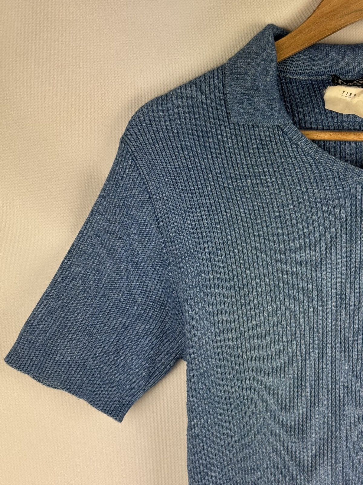 Dolce & Gabbana D&G Dolce & Gabbana Vintage S/s Knitted Rib Polo T Shirt Size US L / EU 52-54 / 3 - 10 Thumbnail