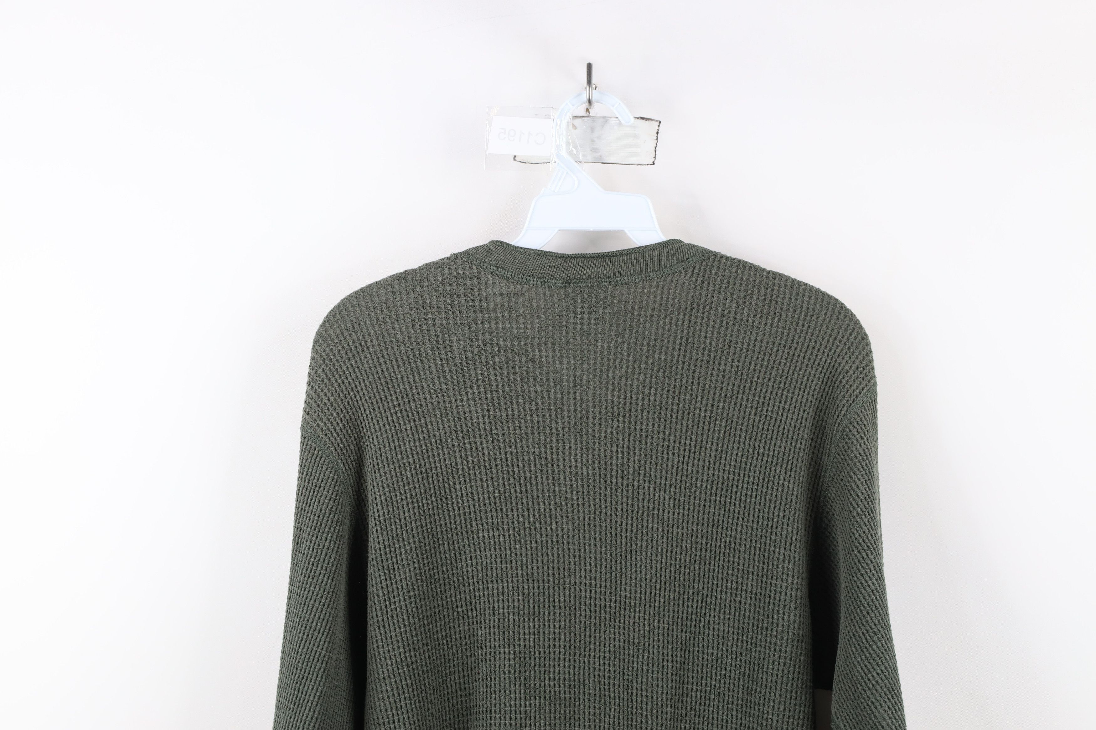 Vintage Vintage 90s Streetwear Waffle Knit Henley T-Shirt Green Size US XL / EU 56 / 4 - 11 Thumbnail