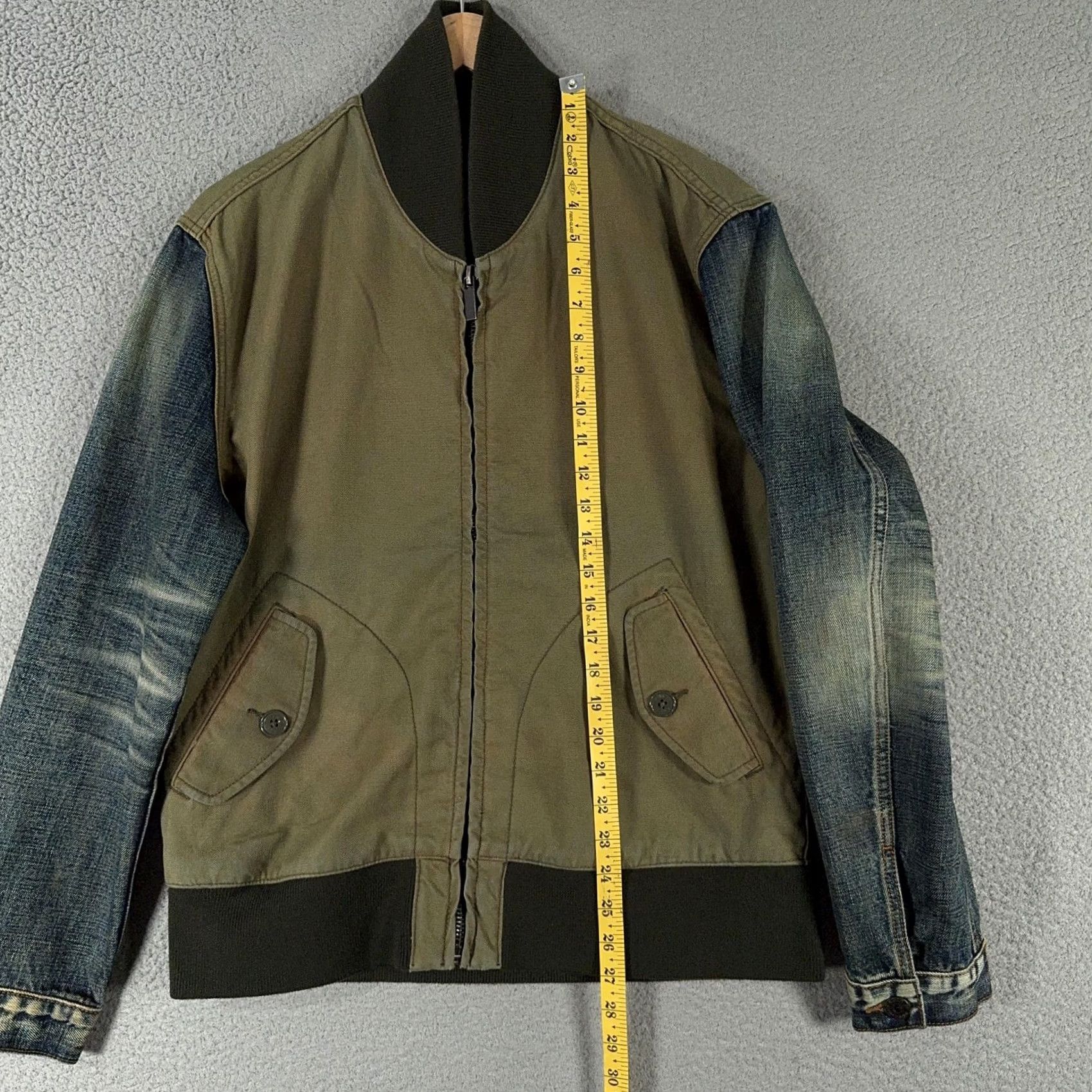 Cult Of Individuality VINTAGE Cult of Individuality Bomber Jacket Men M Denim Distressed RK Lobster Print Green Two Tone with Pockets ZIP Front Size US M / EU 48-50 / 2 - 5 Thumbnail