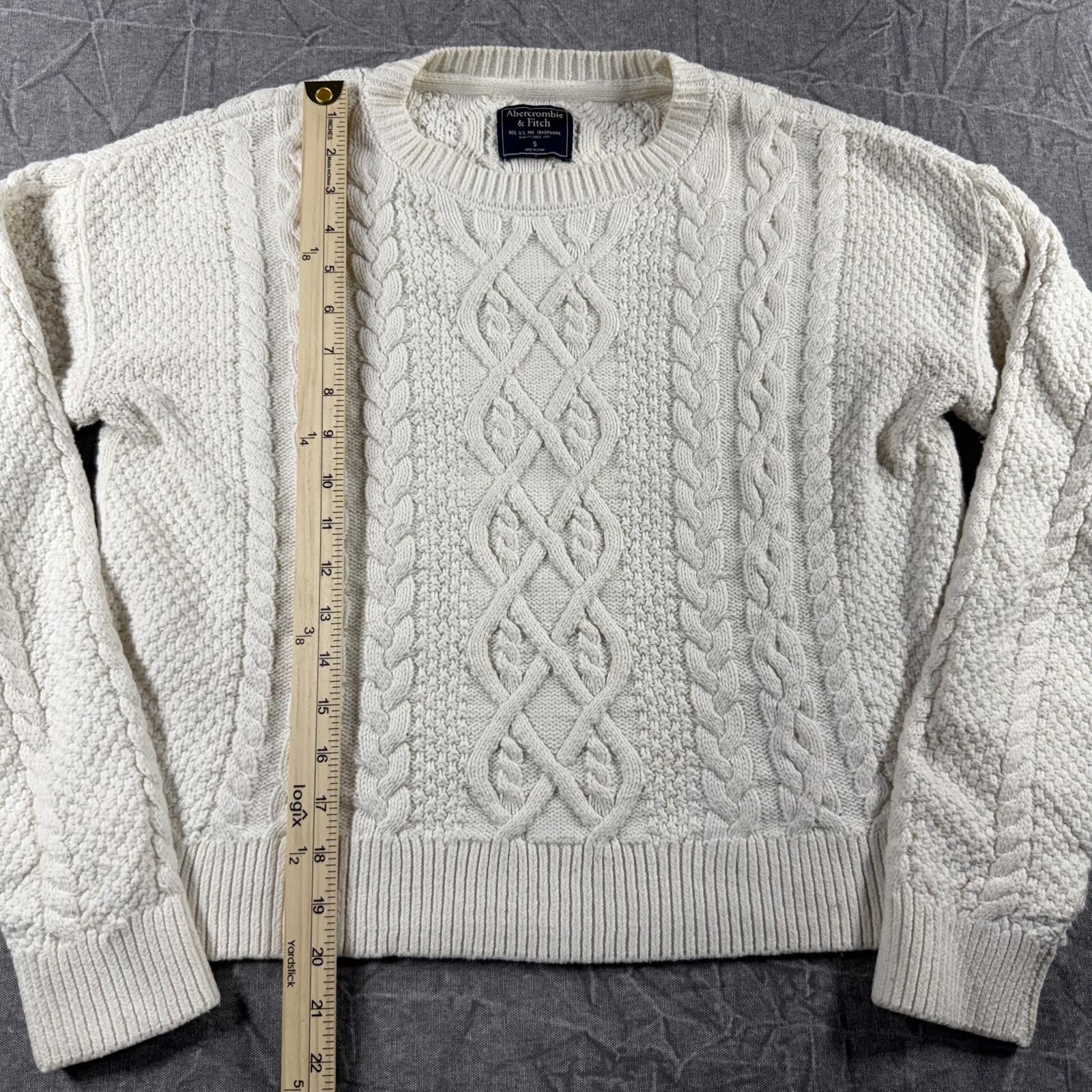Abercrombie & Fitch Abercrombie Sweater Women's S White Cable Knit Size S / US 4 / IT 40 - 4 Thumbnail
