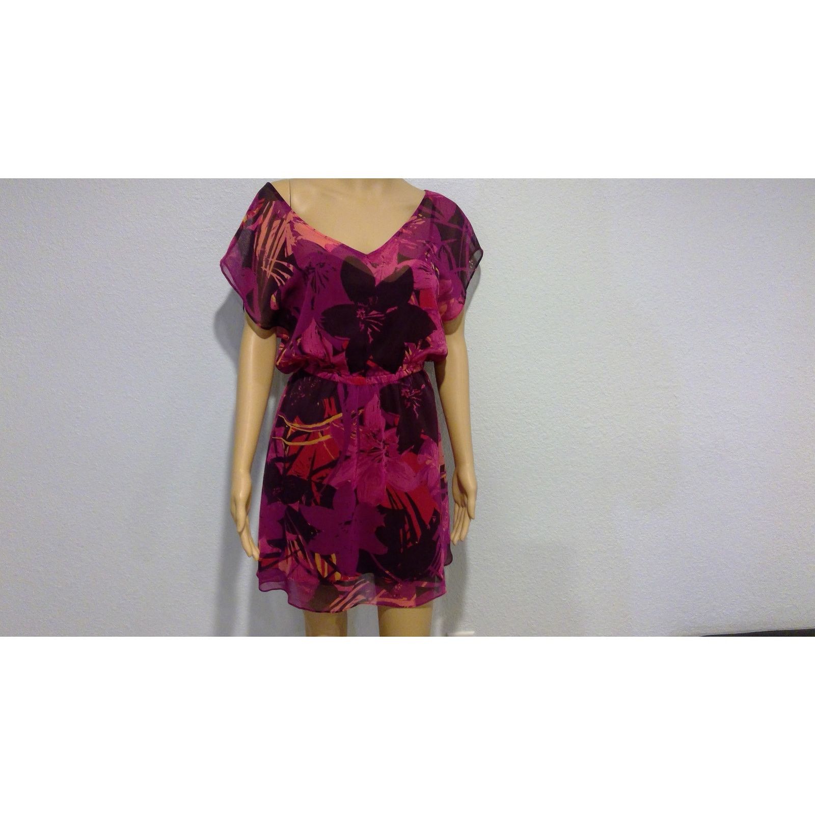 Express Express Mini Floral Overlay Dress Pink Purple Sz Small Size S / US 4 / IT 40 - 2 Thumbnail