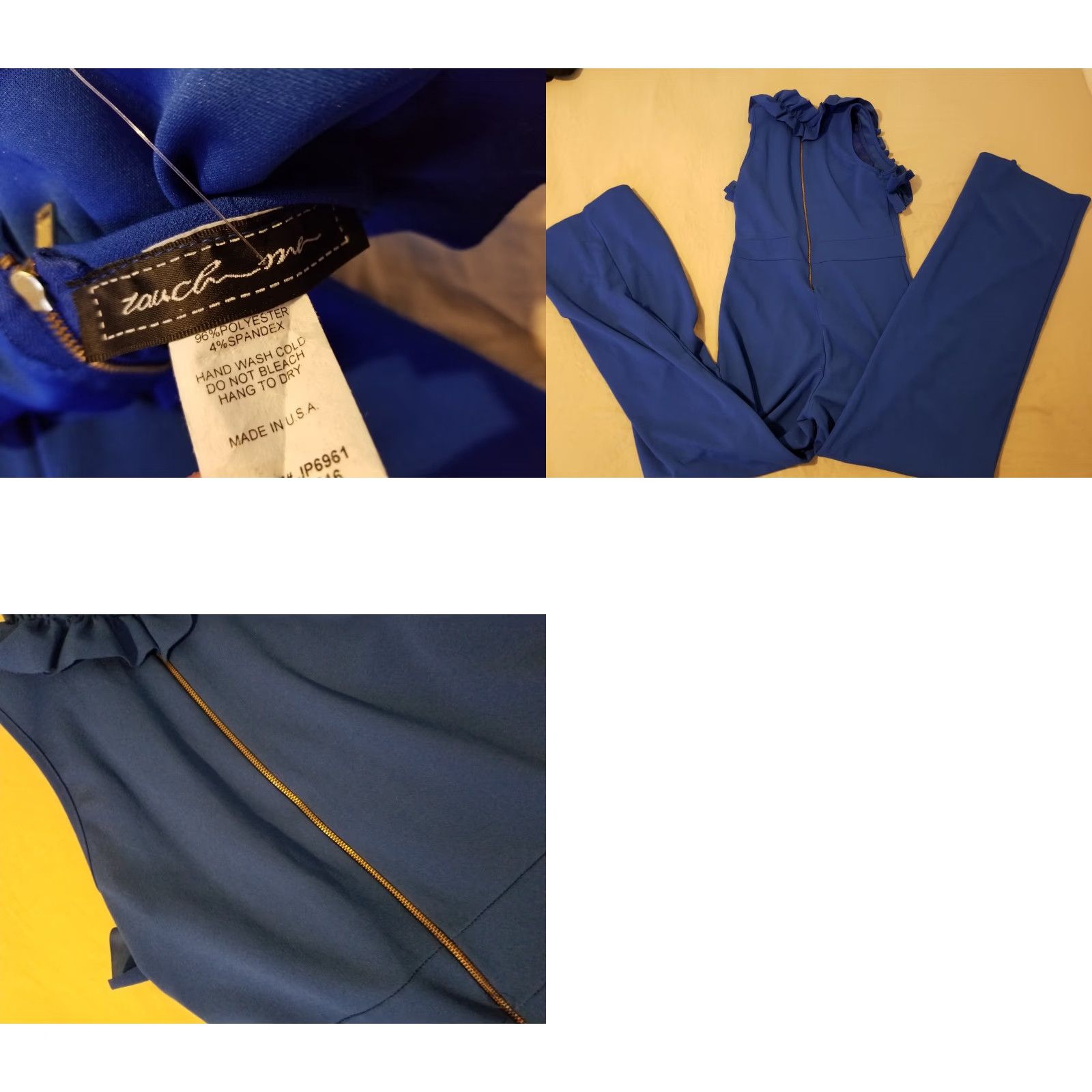 Vintage Womens Touch Me Romper Pants Suit L Blue 1 Piece V-Neck Casual Summer Spring Regular Womens L Blue Romper Suit Size 36" / US 14 / IT 50 - 8 Thumbnail