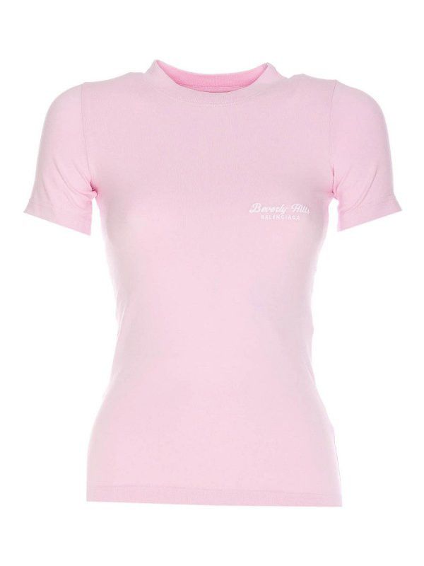 Balenciaga oc11z0426 Beverly Hills T-Shirt Fitted in Pink Size S / US 4 / IT 40 - 1 Thumbnail