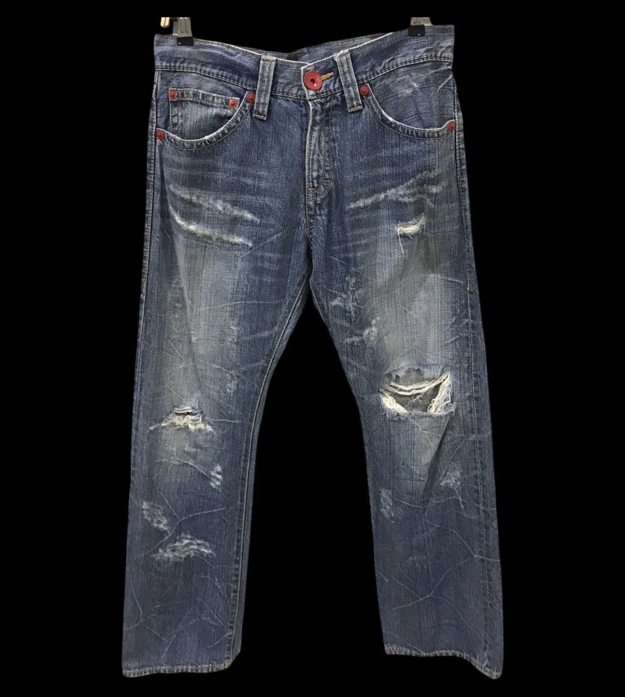 Designer × Japanese Brand CO&LU Japan Distressed SpellOut Denim Size US 32 / EU 48 - 2 Thumbnail